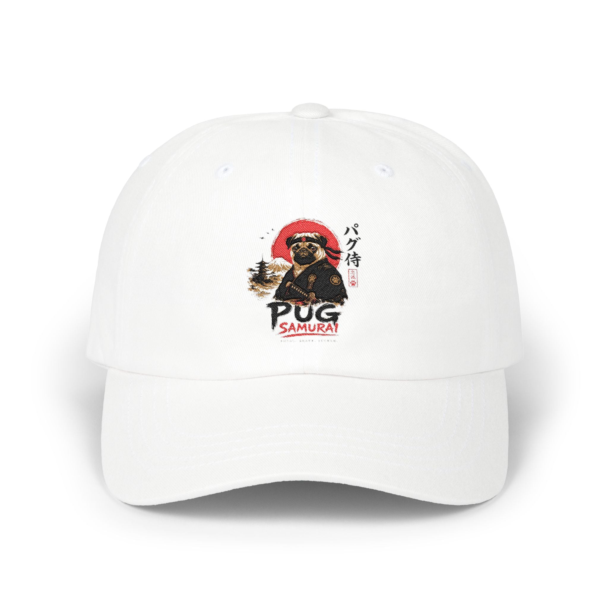 Pug Samurai Dad Cap – Cute Japanese Dog Graphic Baseball Hat