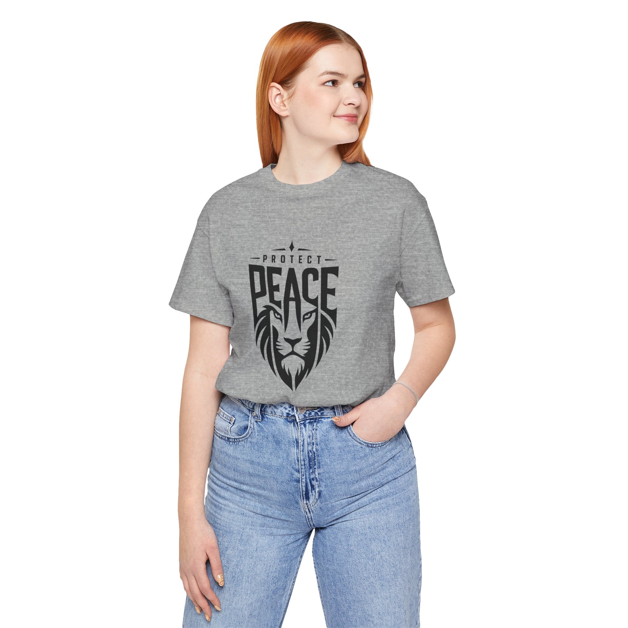 Protect Peace Lion T-Shirt — Graphic Tee with Lion Shield Design