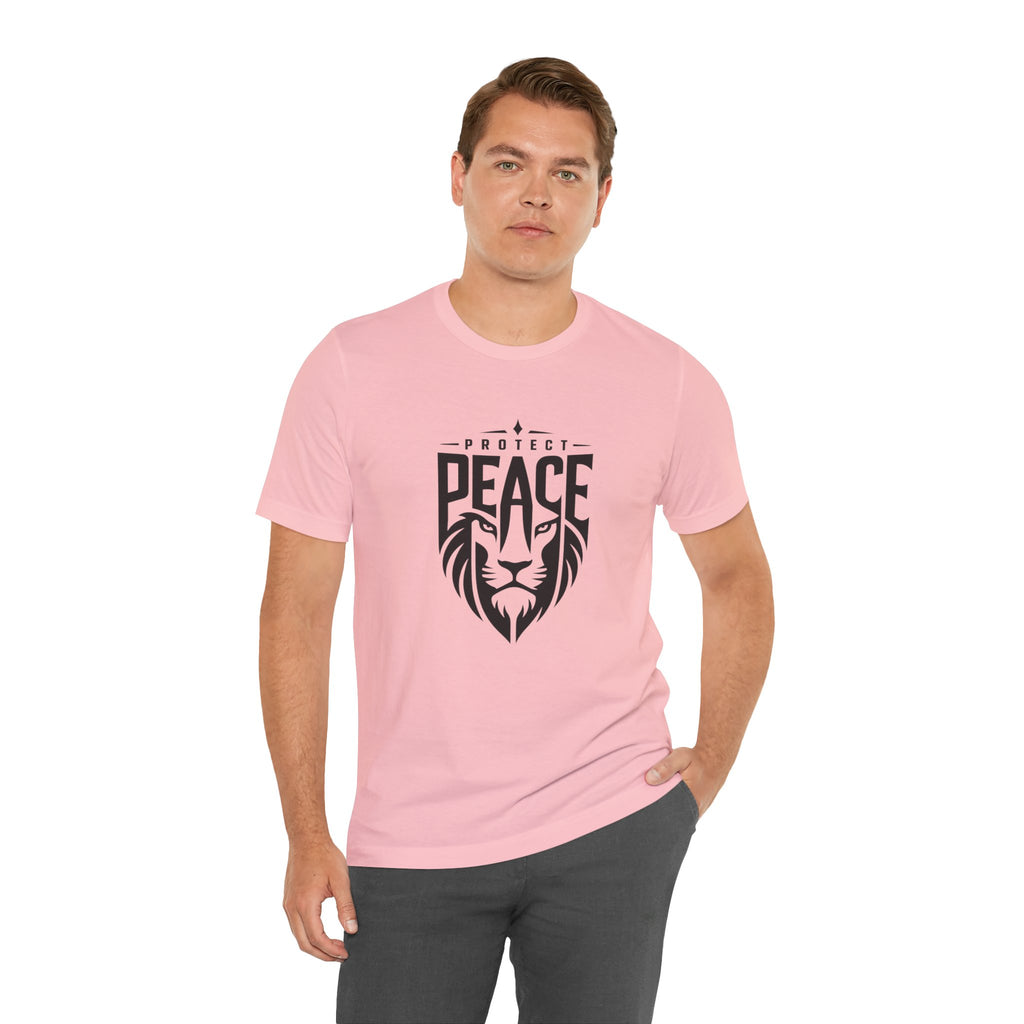 Protect Peace Lion T-Shirt — Graphic Tee with Lion Shield Design