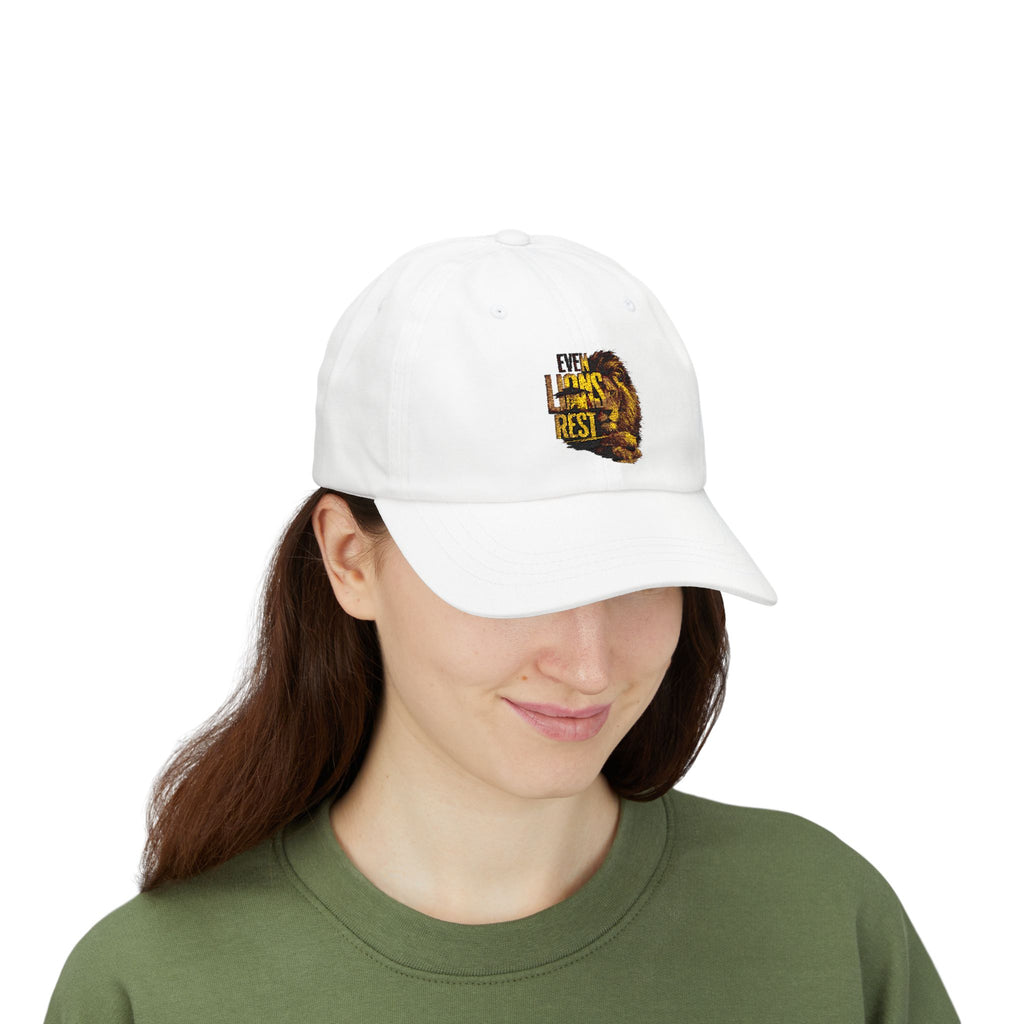 Lion Graphic Dad Cap — "Ever Lifts Rest" Embroidered Baseball Hat