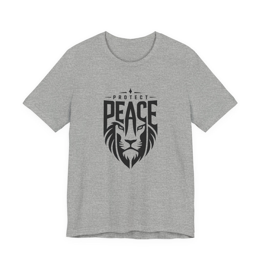 Protect Peace Lion T-Shirt — Graphic Tee with Lion Shield Design