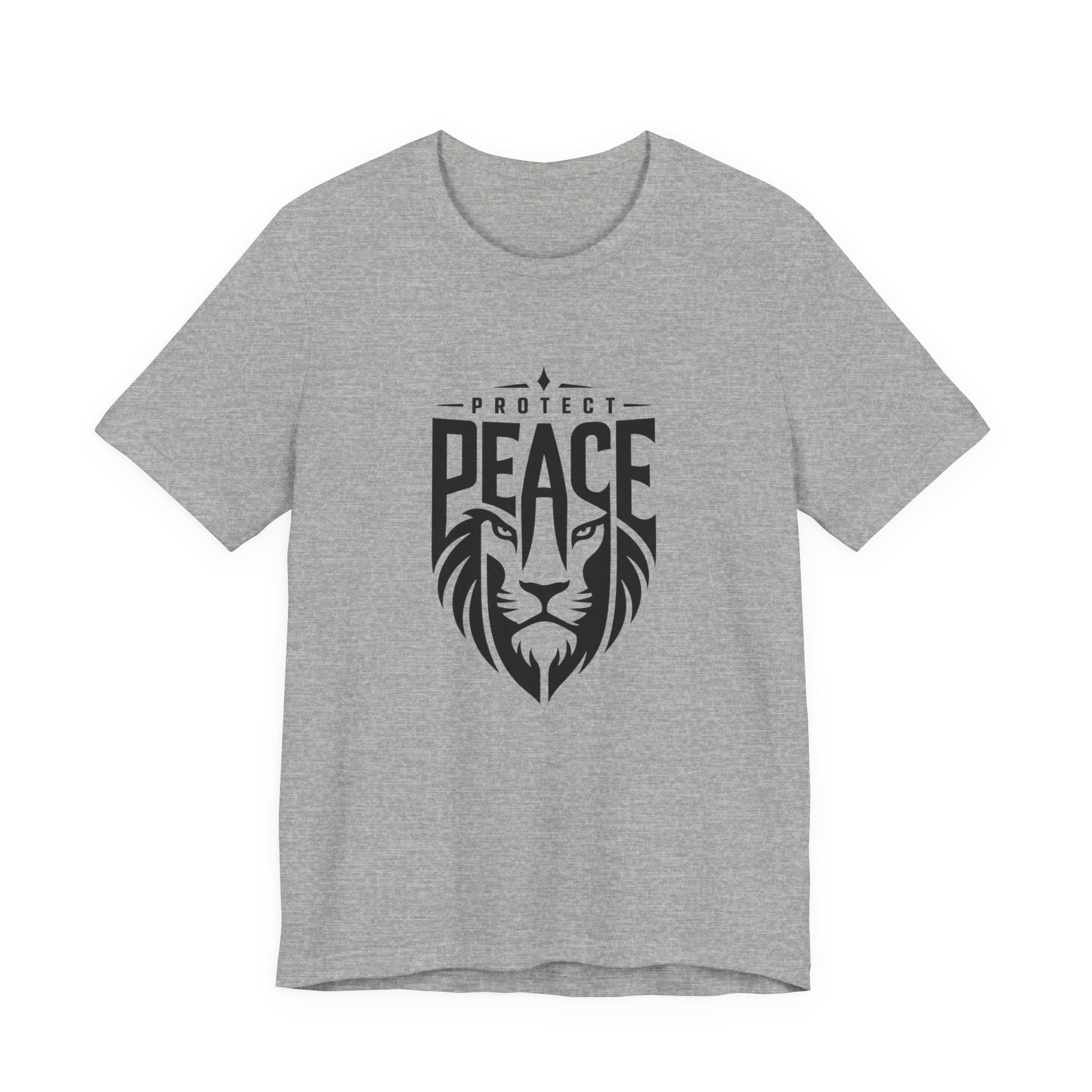 Protect Peace Lion T-Shirt — Graphic Tee with Lion Shield Design