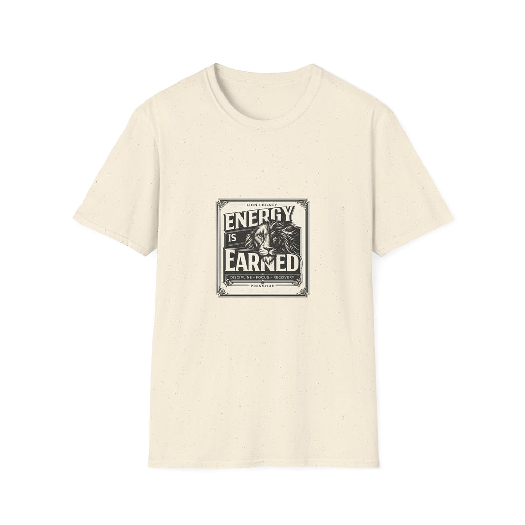 Energy Is Earned Lion T-Shirt — Motivational Vintage Fitness Tee