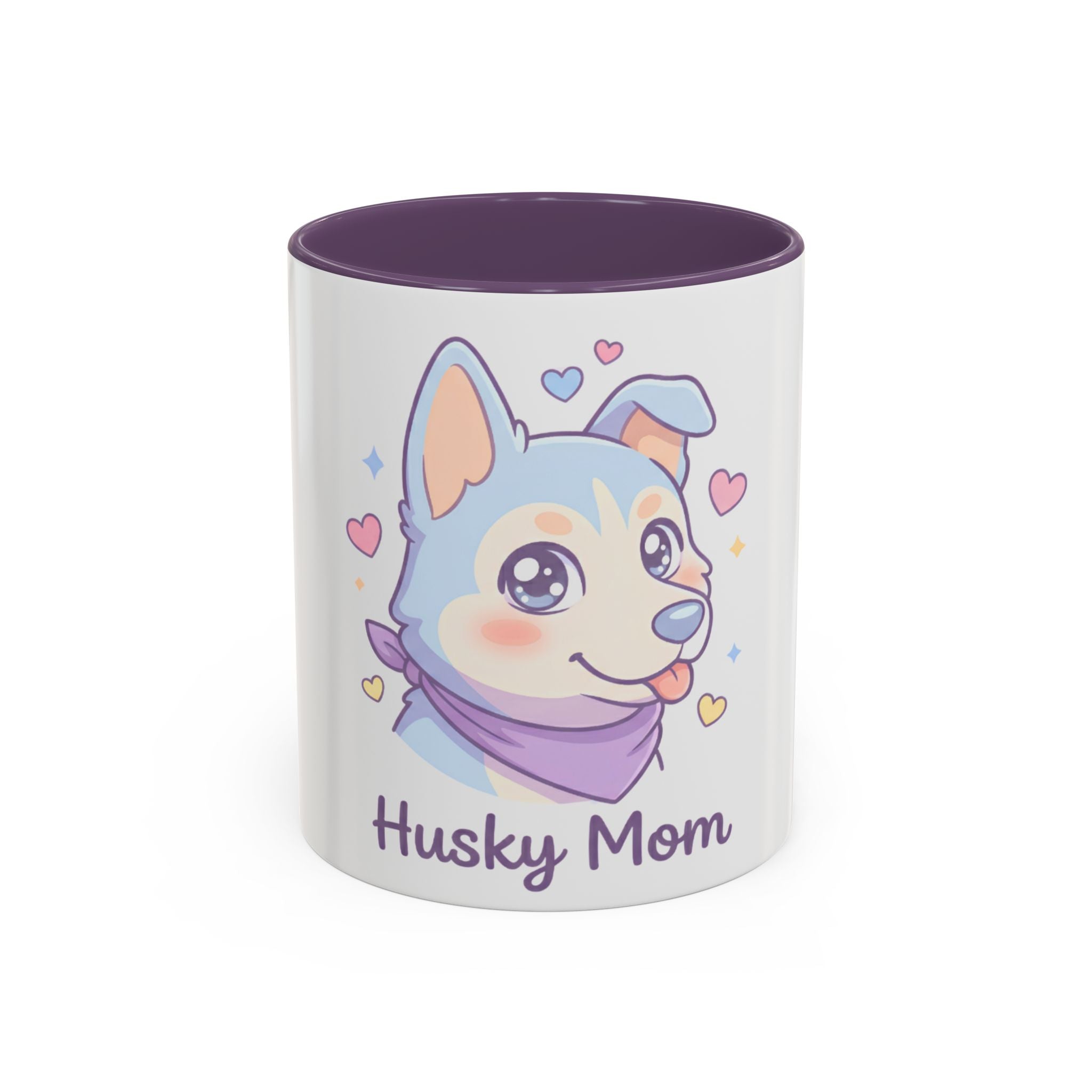 Husky Mom Accent Coffee Mug — Cute Pastel Husky Mother Dog Design (11/15oz)