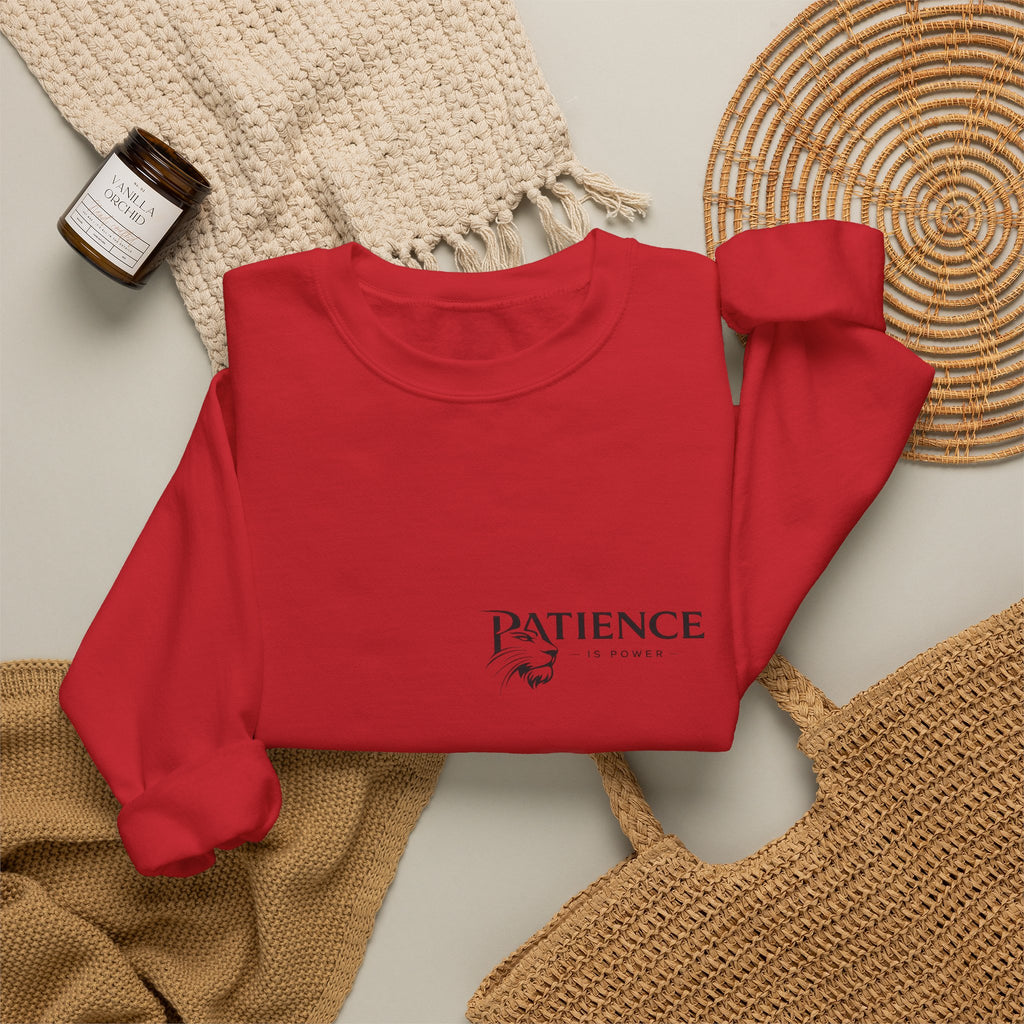Patience Crewneck Sweatshirt — Minimalist Script Logo Pullover