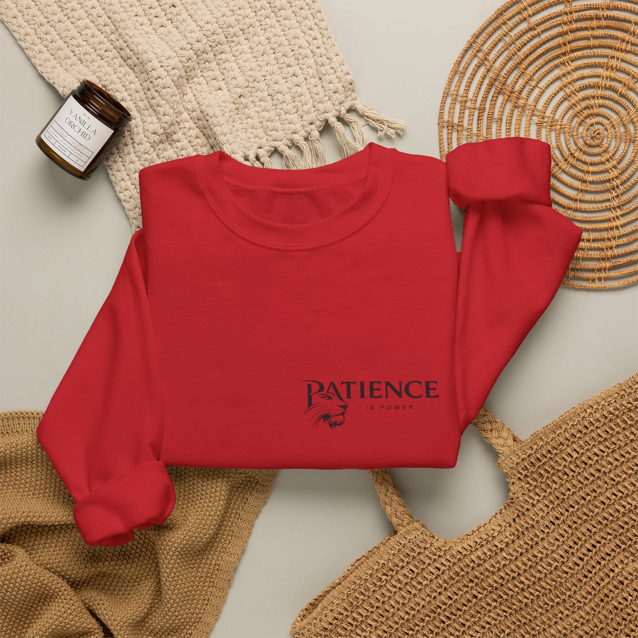 Patience Crewneck Sweatshirt — Minimalist Script Logo Pullover