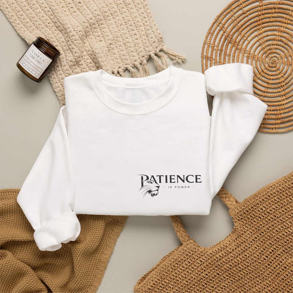 Patience Crewneck Sweatshirt — Minimalist Script Logo Pullover