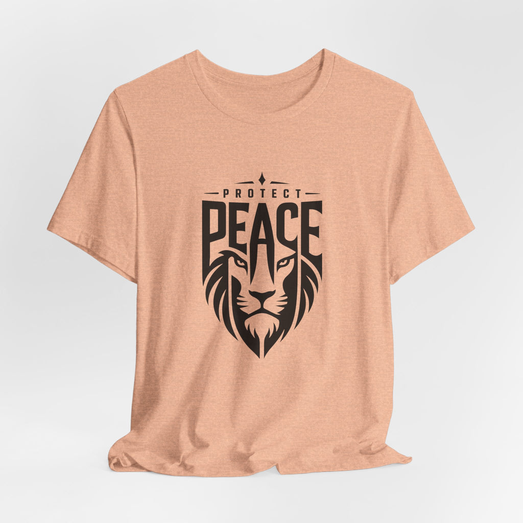 Protect Peace Lion T-Shirt — Graphic Tee with Lion Shield Design
