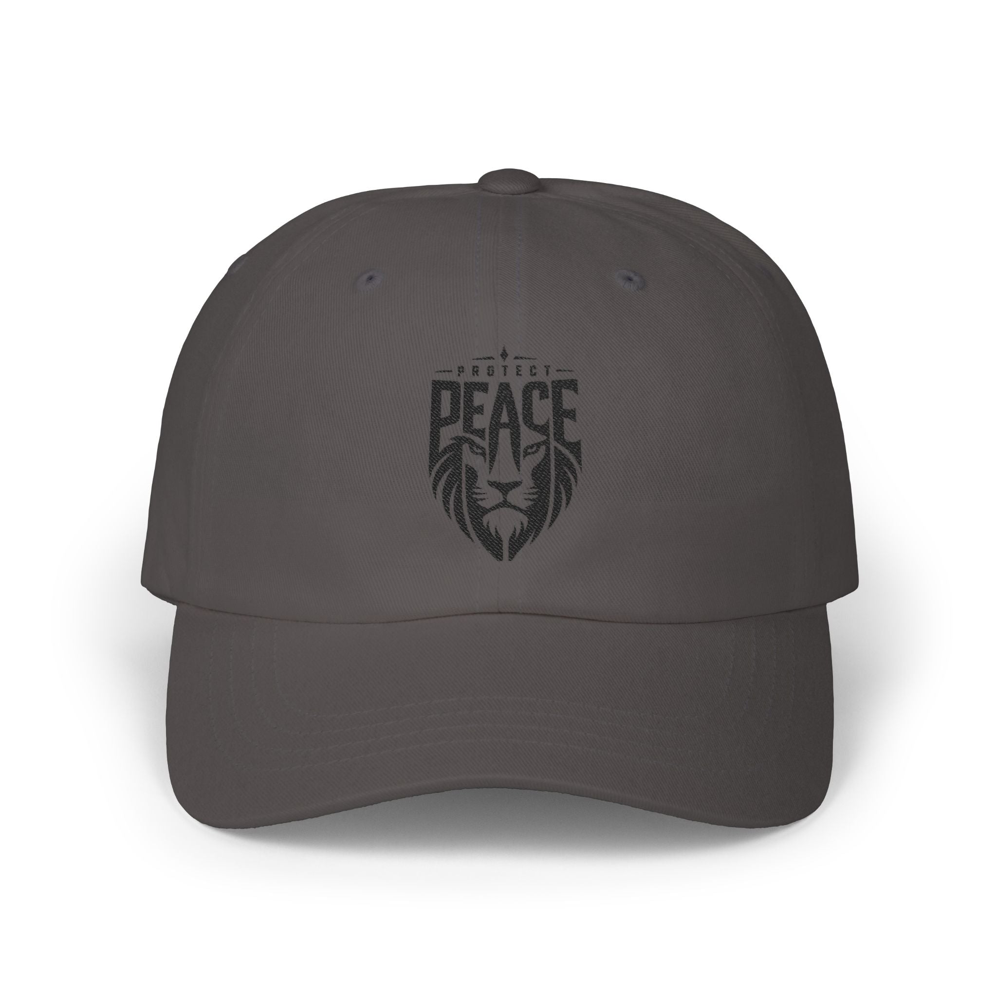 Dad Cap — Lion 'Peace' Shield Embroidered Baseball Hat