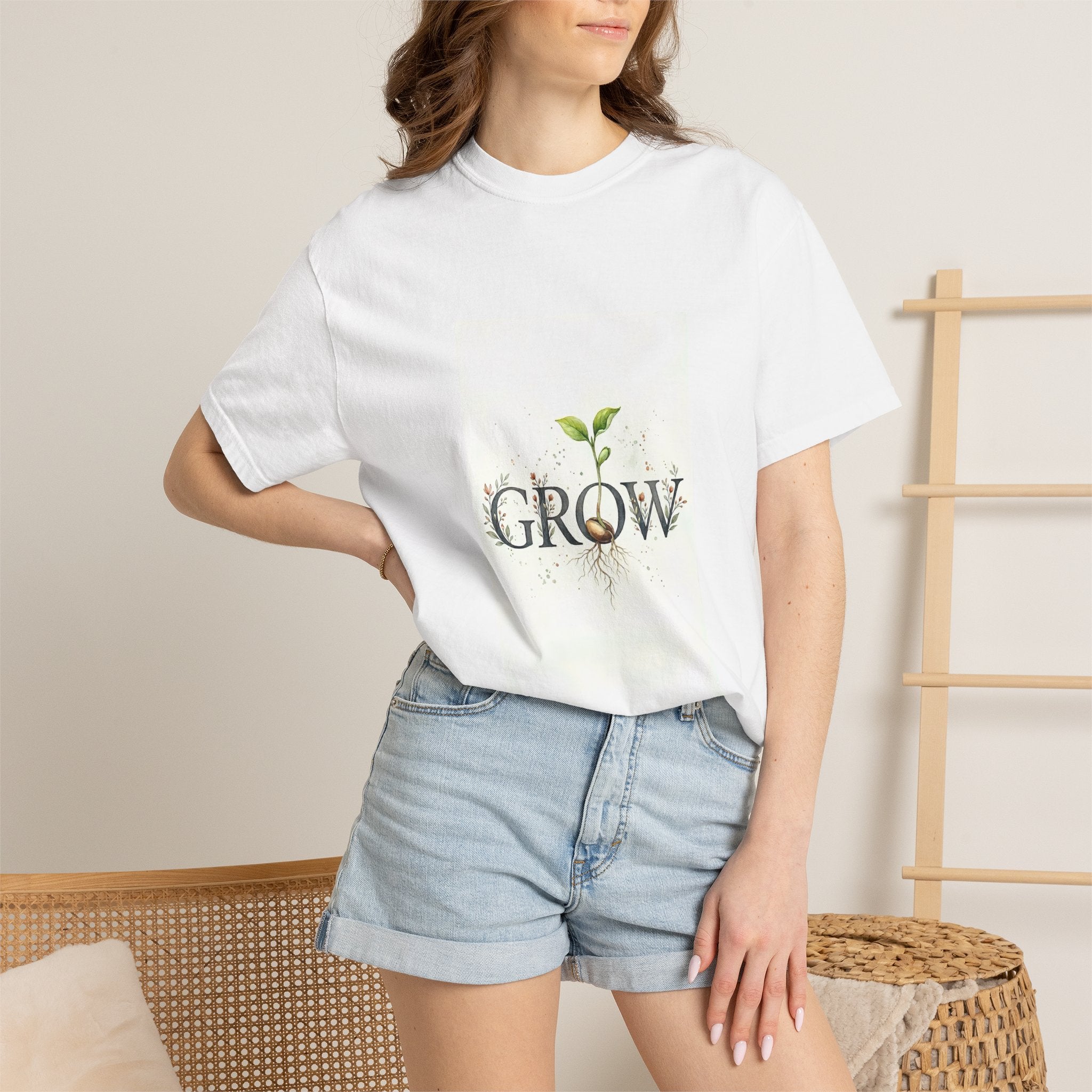 Grow Plant T-Shirt — Botanical 'GROW' Graphic Tee for Gardeners & Plant Lovers