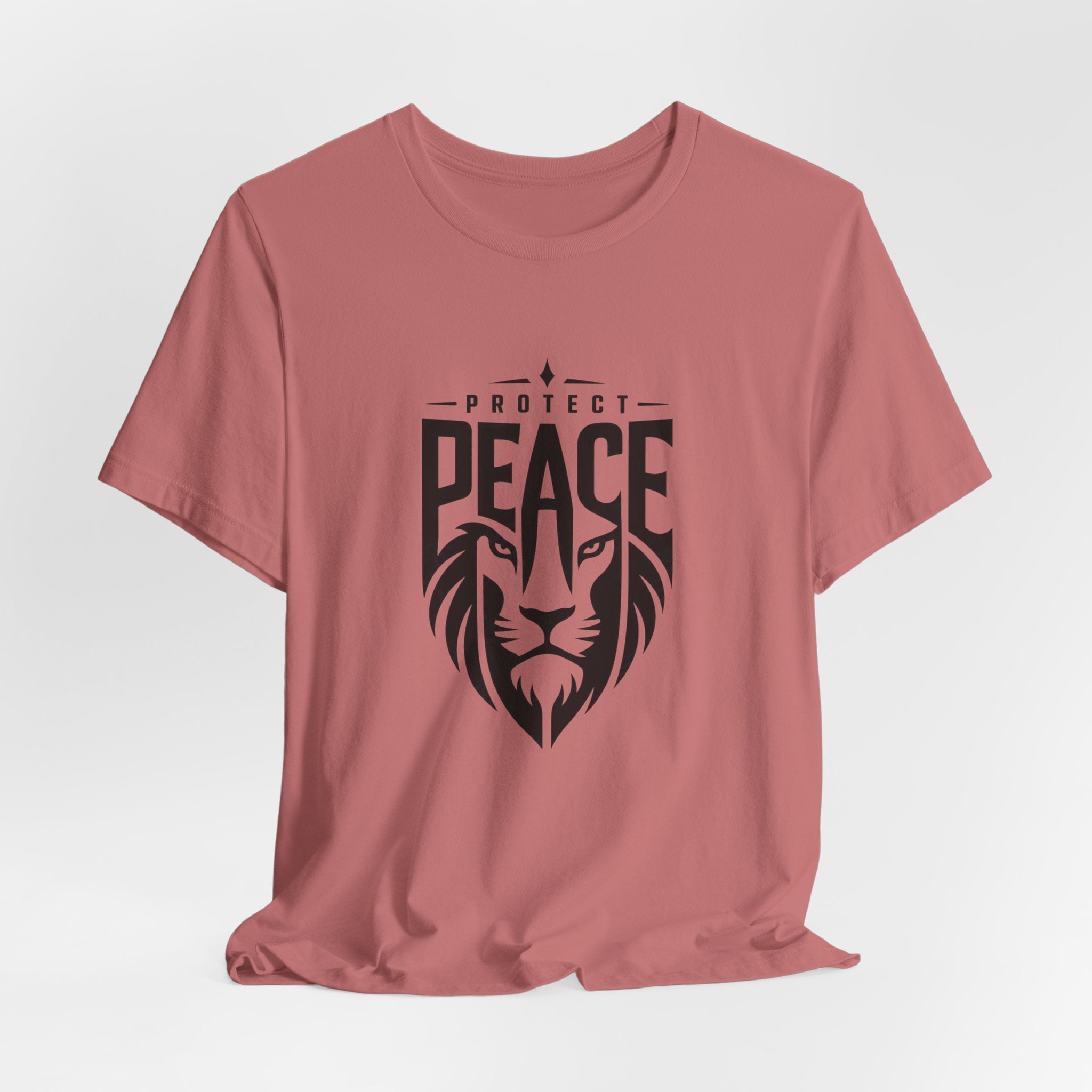 Protect Peace Lion T-Shirt — Graphic Tee with Lion Shield Design