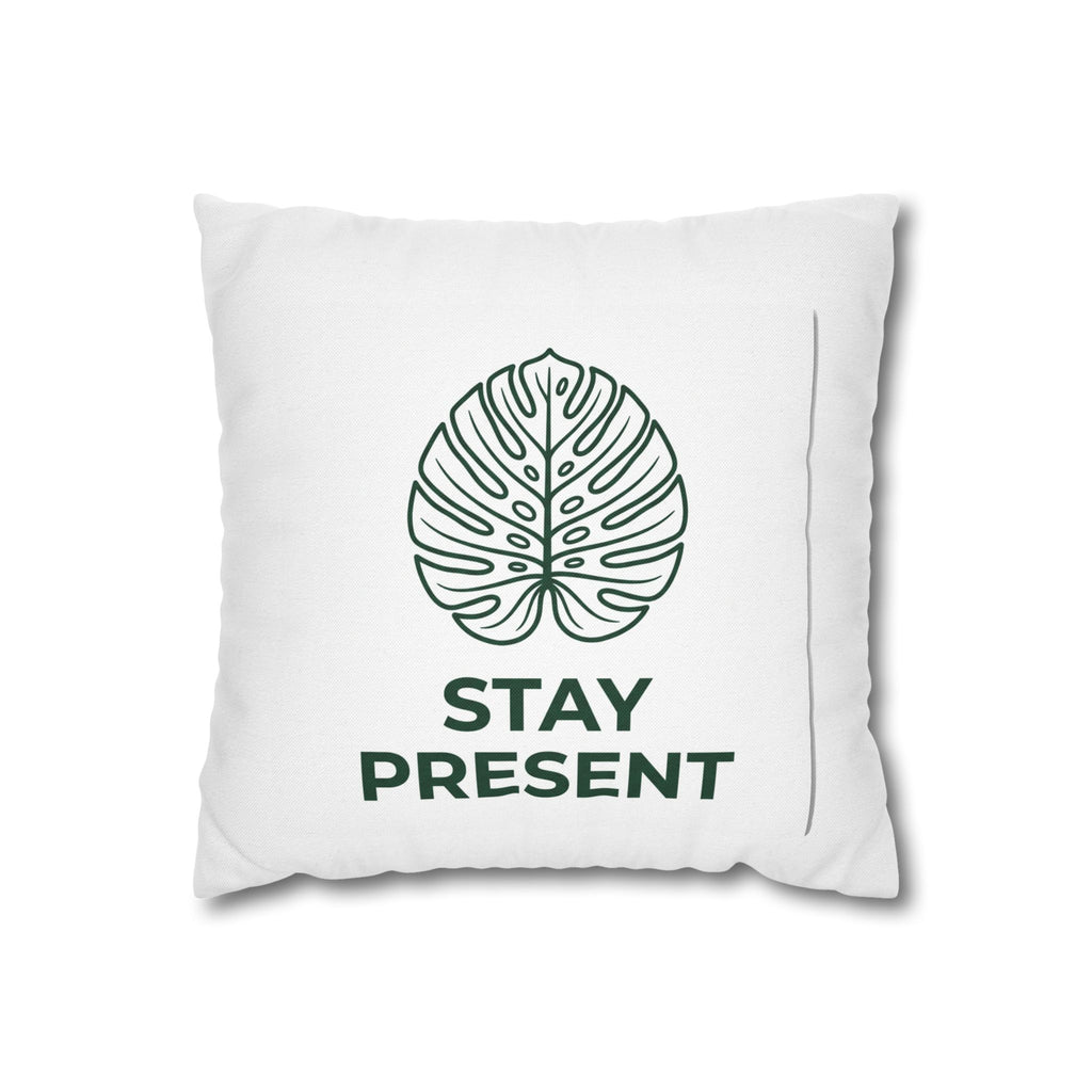 Stay Present Monstera Pillow - Minimalist Decorative Throw Pillow