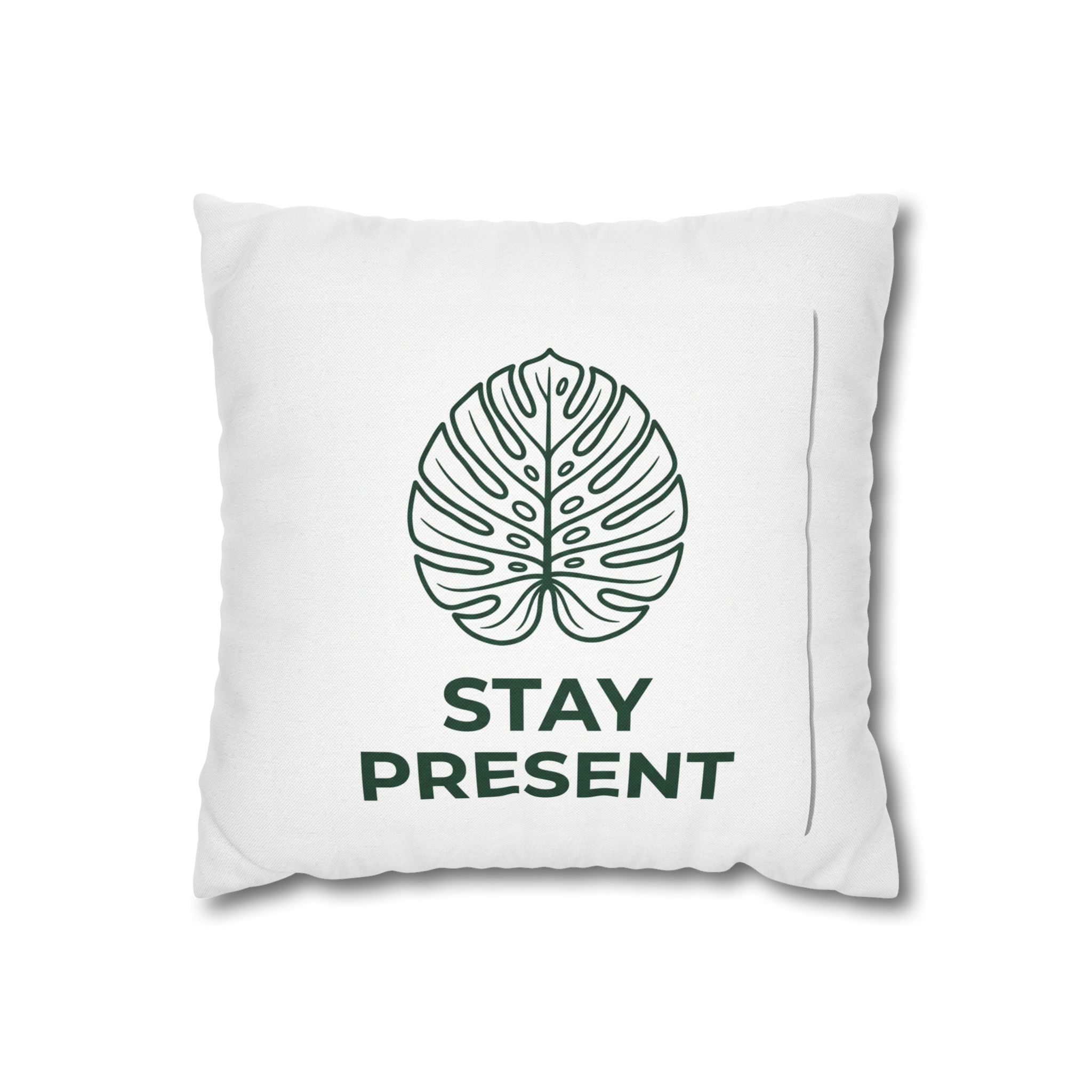 Stay Present Monstera Pillow - Minimalist Decorative Throw Pillow