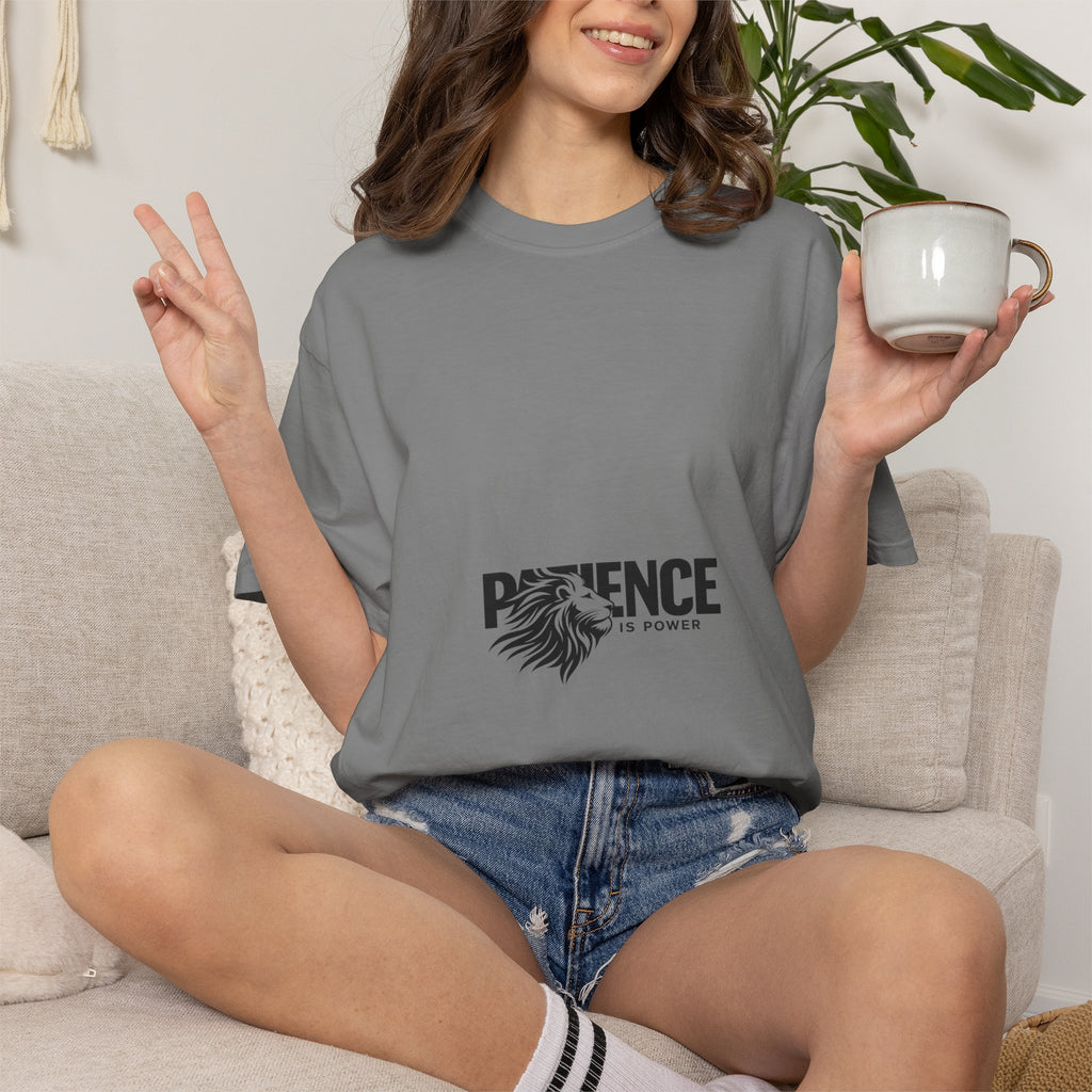Patience Is Power T‑Shirt — Lion Graphic Inspirational Tee