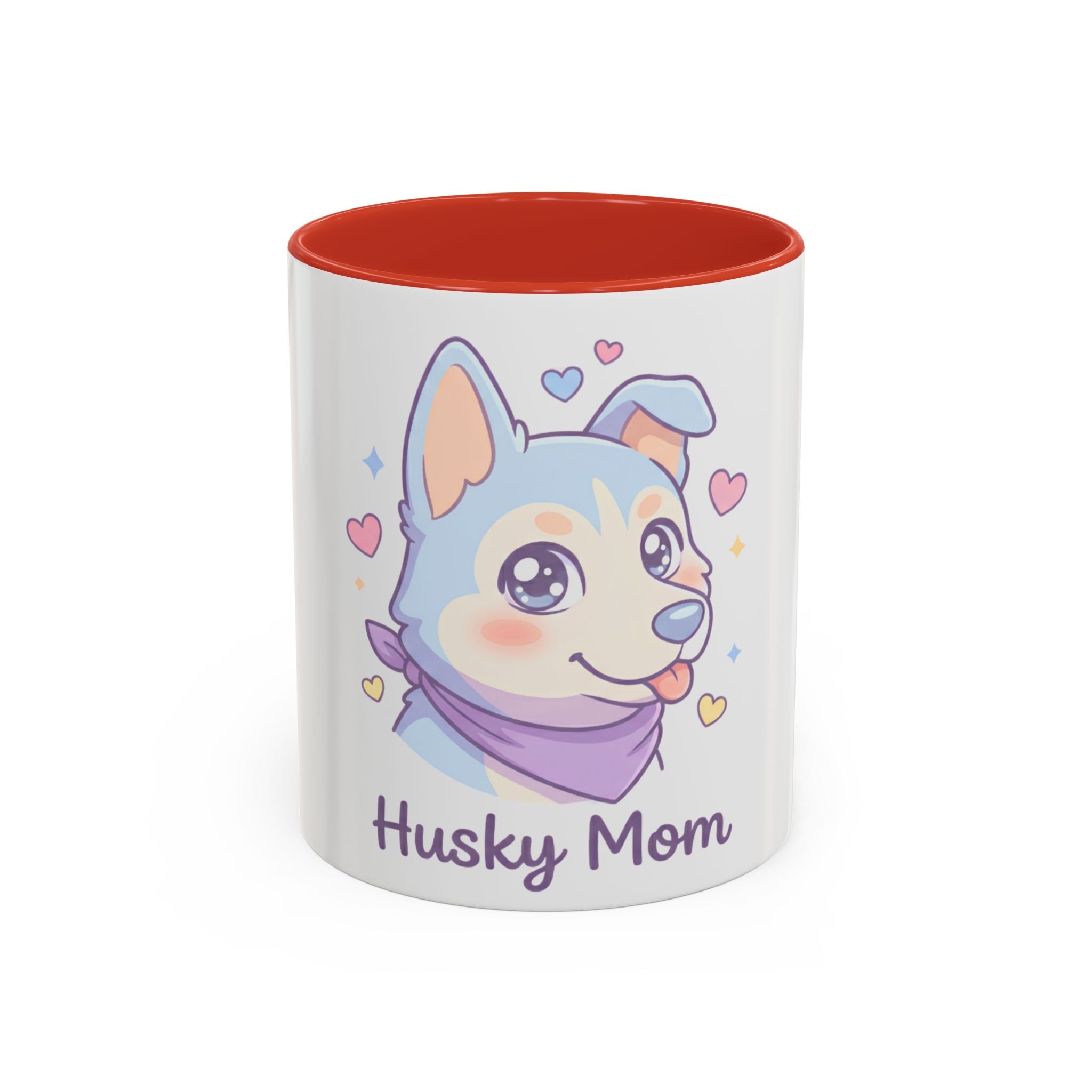 Husky Mom Accent Coffee Mug — Cute Pastel Husky Mother Dog Design (11/15oz)