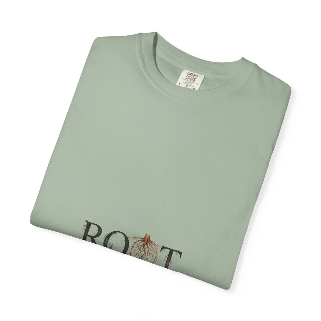 Root Floral Graphic T-Shirt — 'ROOT' Botanical Typography Tee