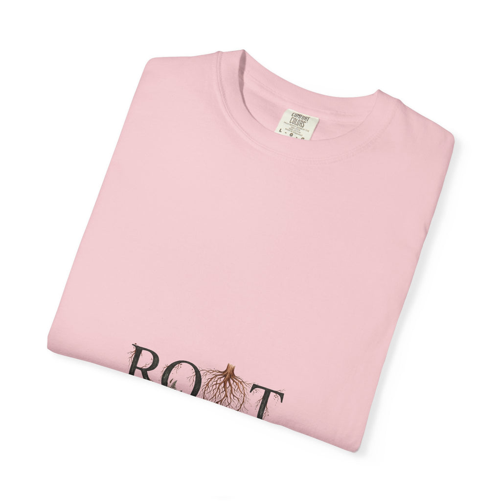 Root Floral Graphic T-Shirt — 'ROOT' Botanical Typography Tee