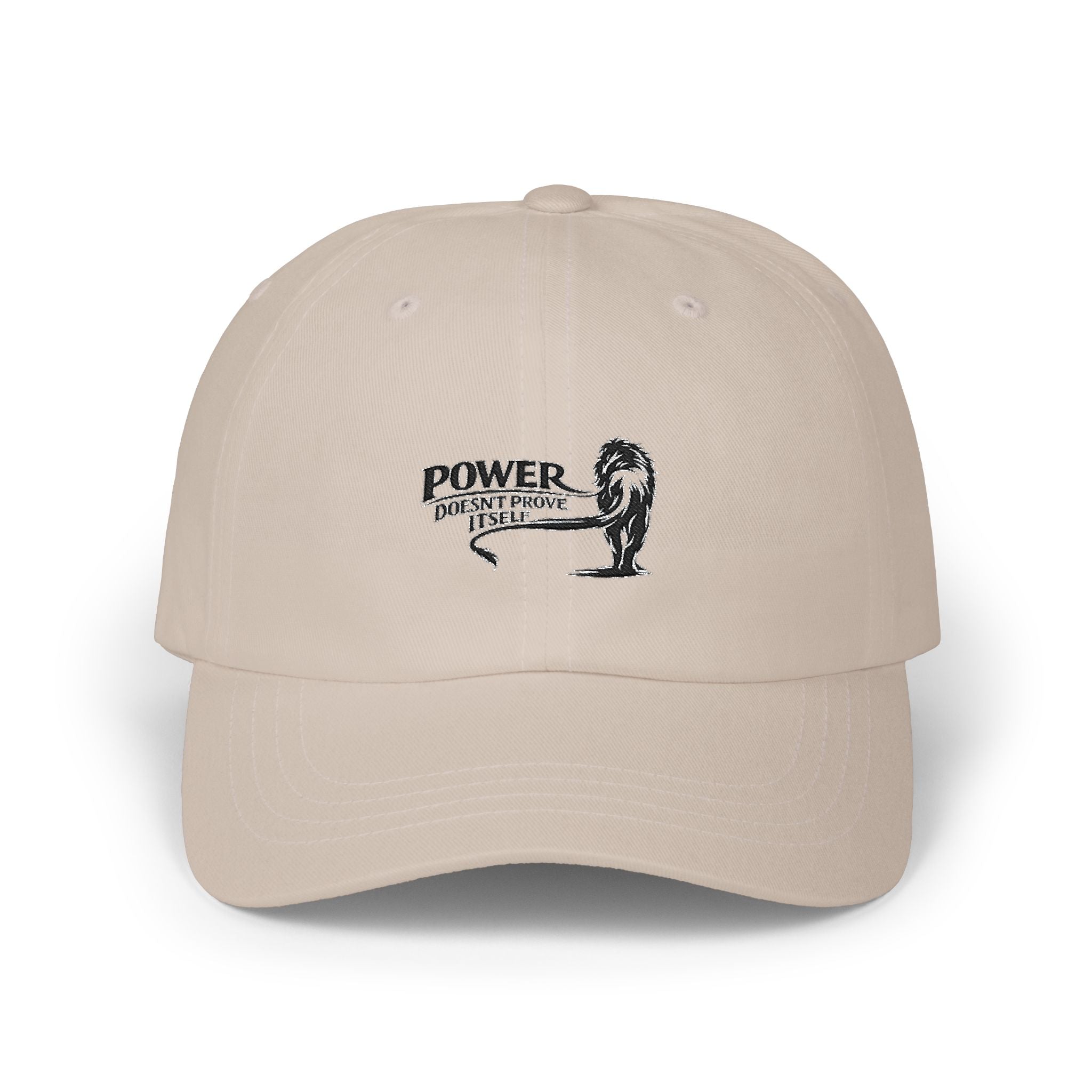 Dad Cap — 'Power Doesn't Prove Strength' Lion Embroidered Hat