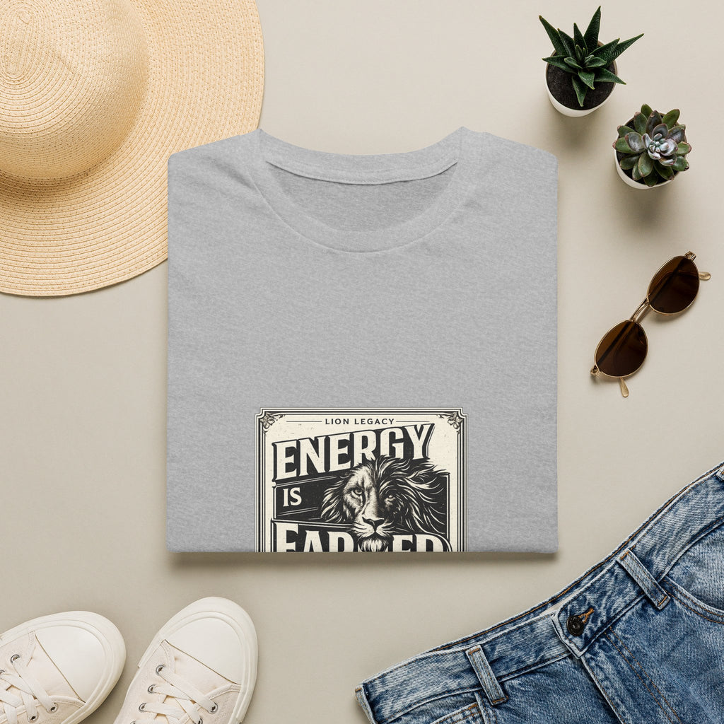 Energy Is Earned Lion T-Shirt — Motivational Vintage Fitness Tee