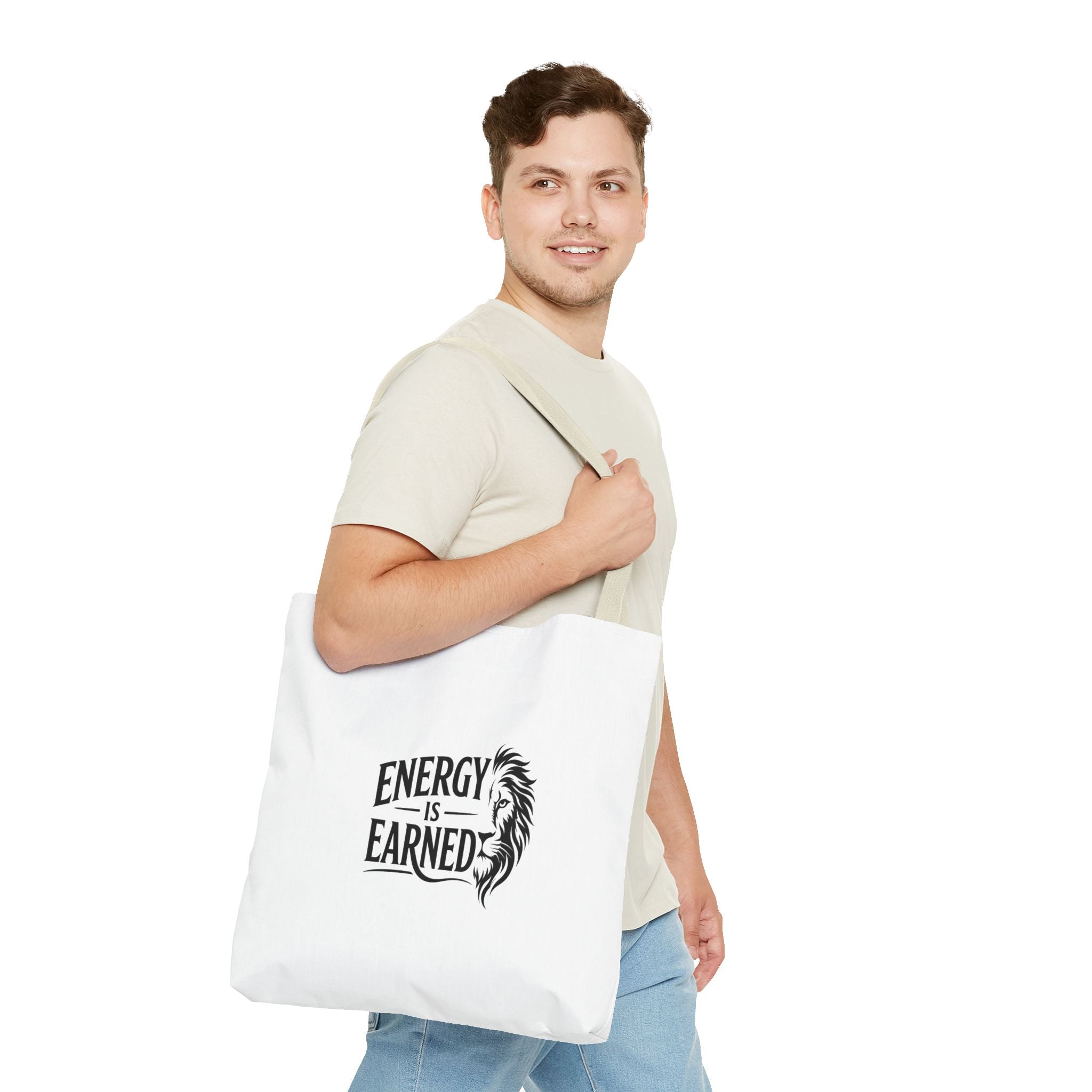 Energy Is Earned Tote Bag - Motivational Gym & Fitness Canvas Tote