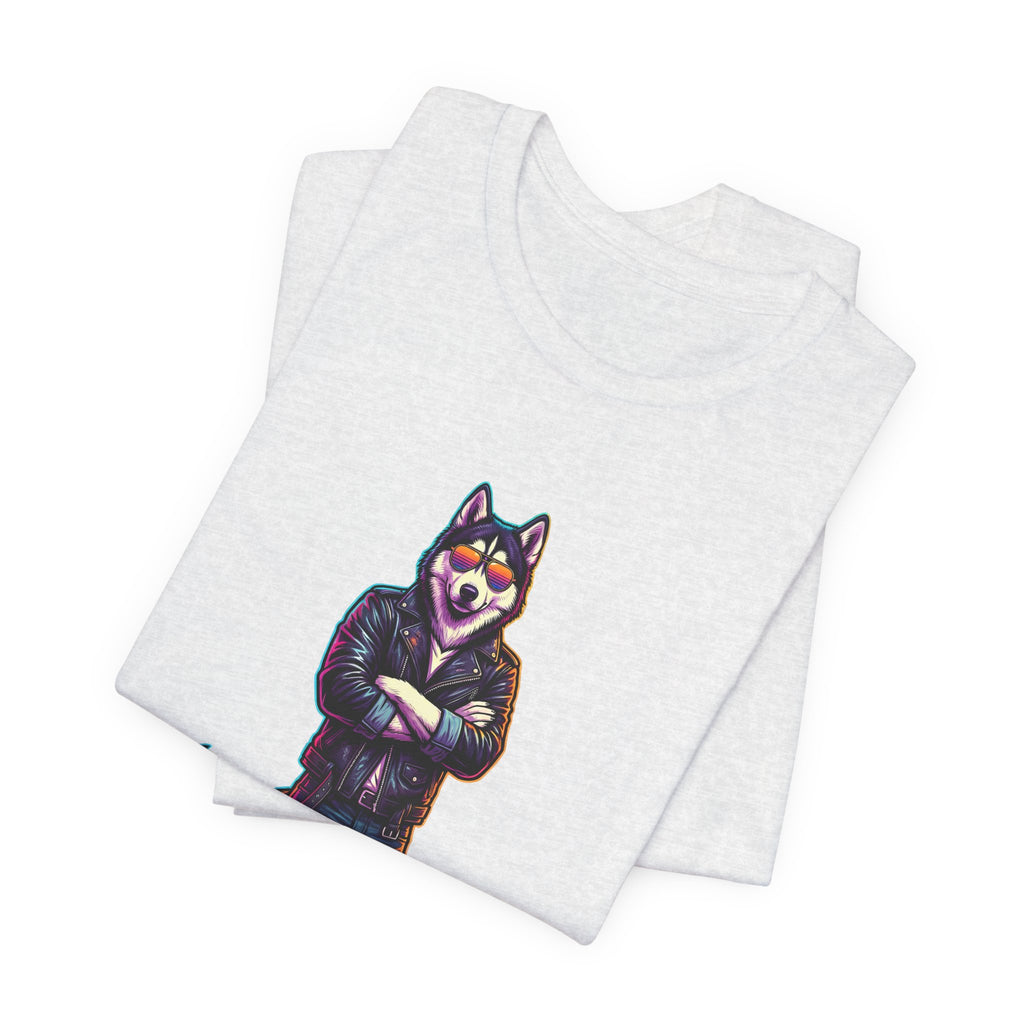 Cool Husky Graphic Tee — Standing Husky in Jacket T-Shirt