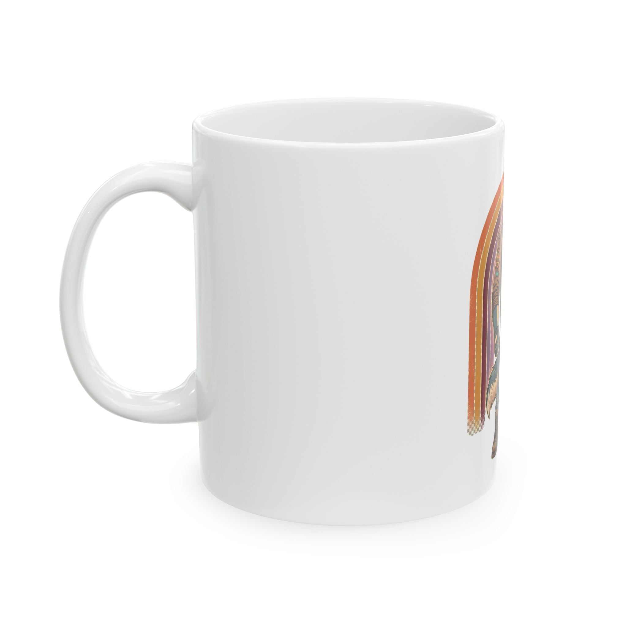 Husky Biker Ceramic Mug — Retro Rainbow Cool Dog Coffee Cup (11oz/15oz)