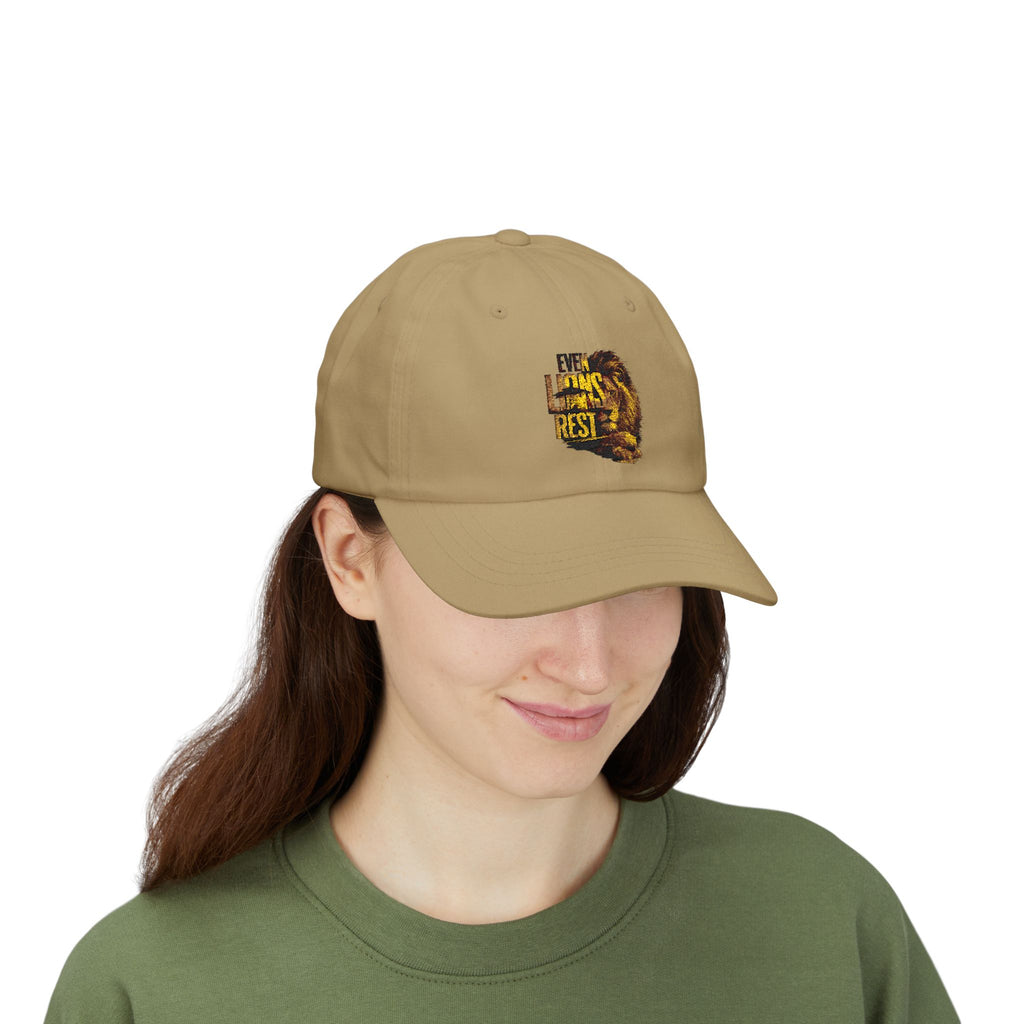 Lion Graphic Dad Cap — "Ever Lifts Rest" Embroidered Baseball Hat