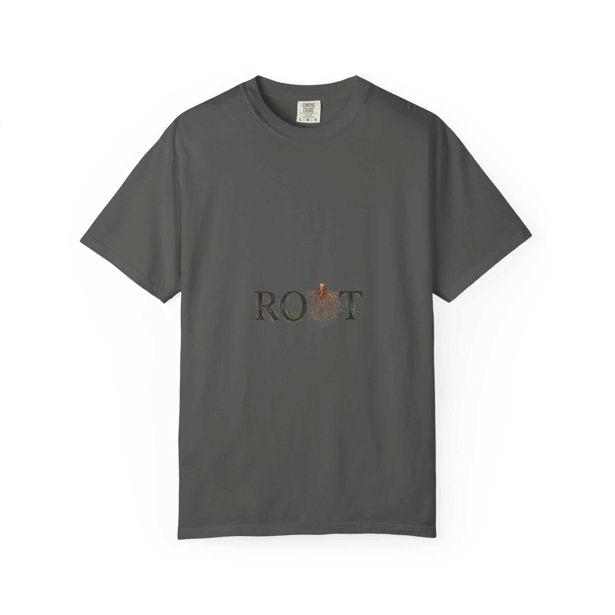 Root Floral Graphic T-Shirt — 'ROOT' Botanical Typography Tee