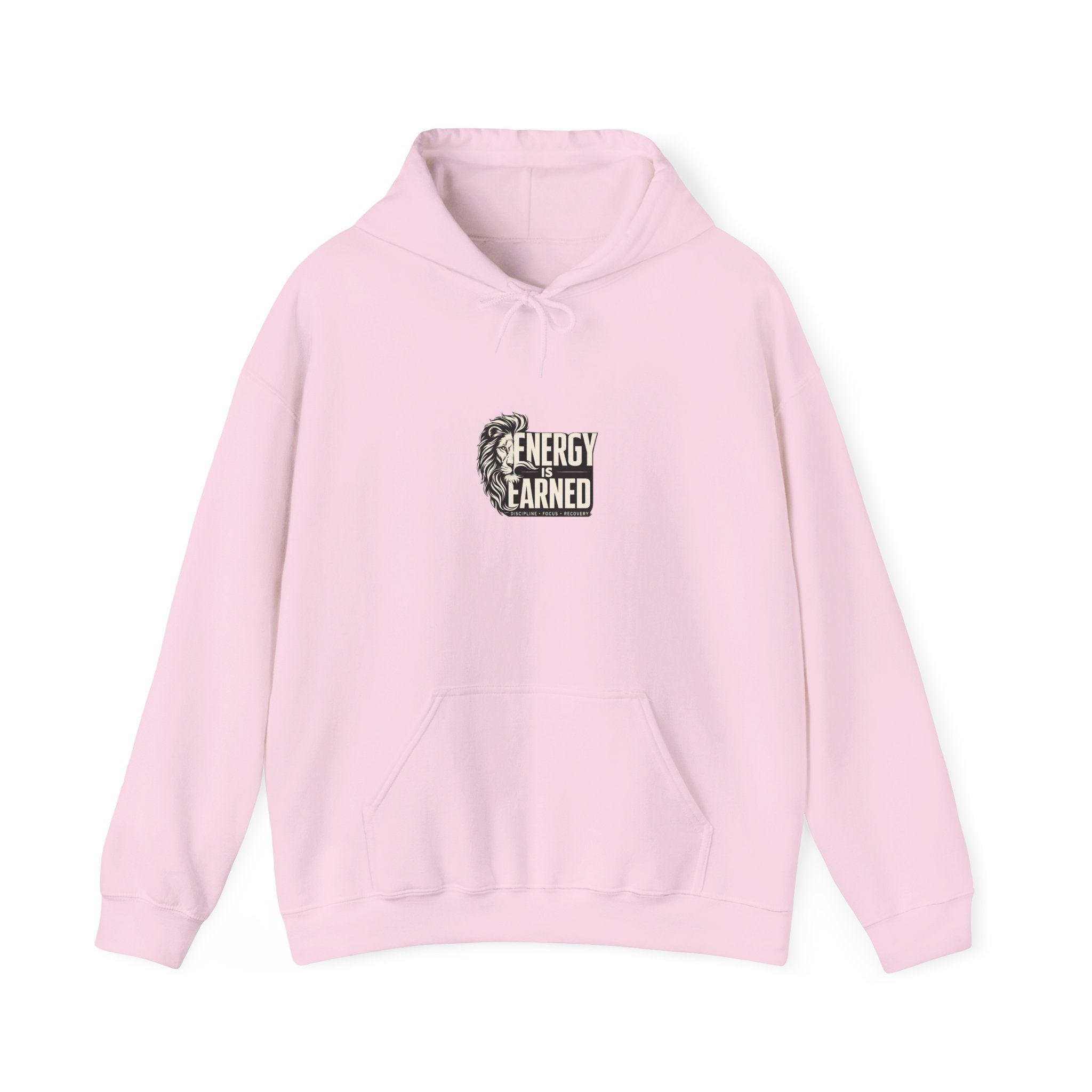 Energy Earned Hoodie — Workout Motivation Chest Logo