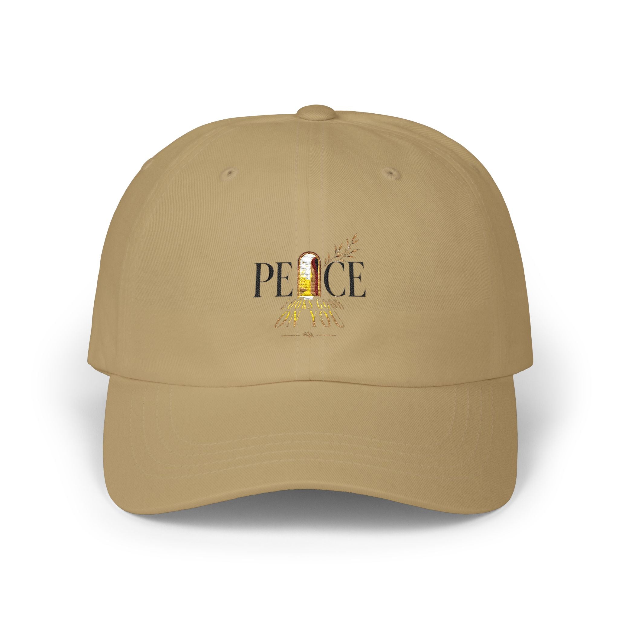 Peace Sunrise Dad Cap – Minimalist White Embroidered Hat