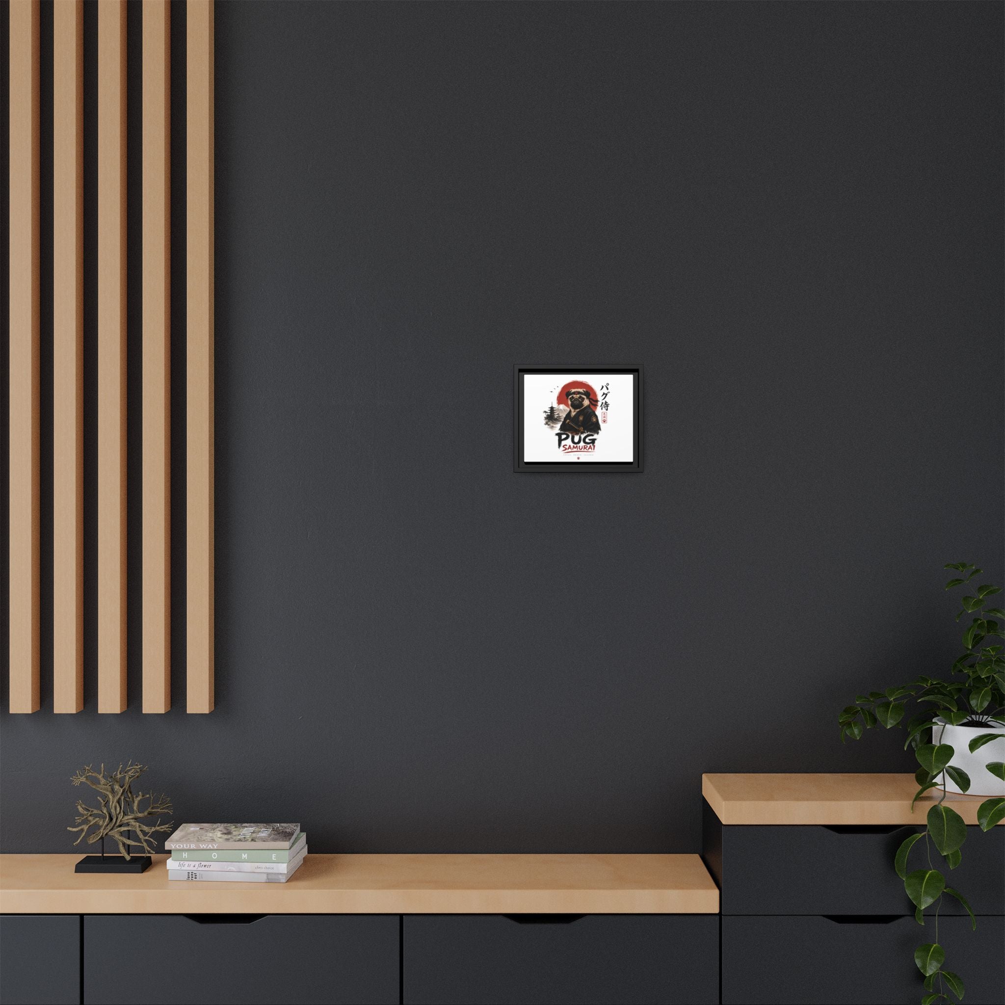 Pug Samurai Canvas Print — Framed Matte Wall Art