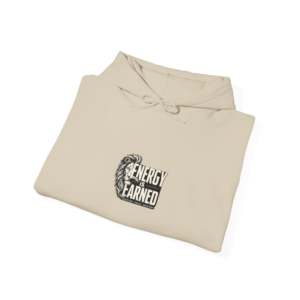 Energy Earned Hoodie — Workout Motivation Chest Logo