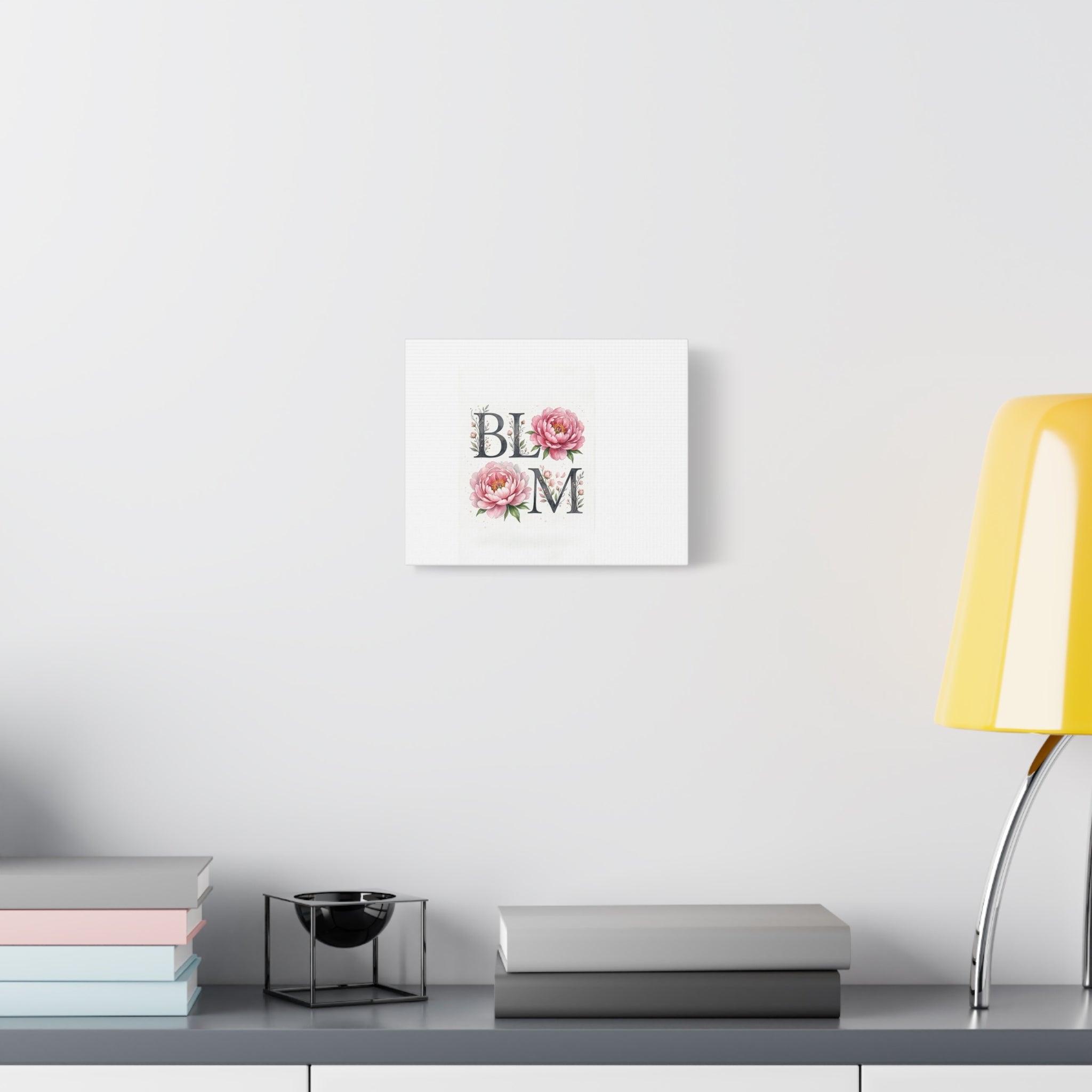 Bloom Floral Canvas Wall Art — Pink Peonies Typography