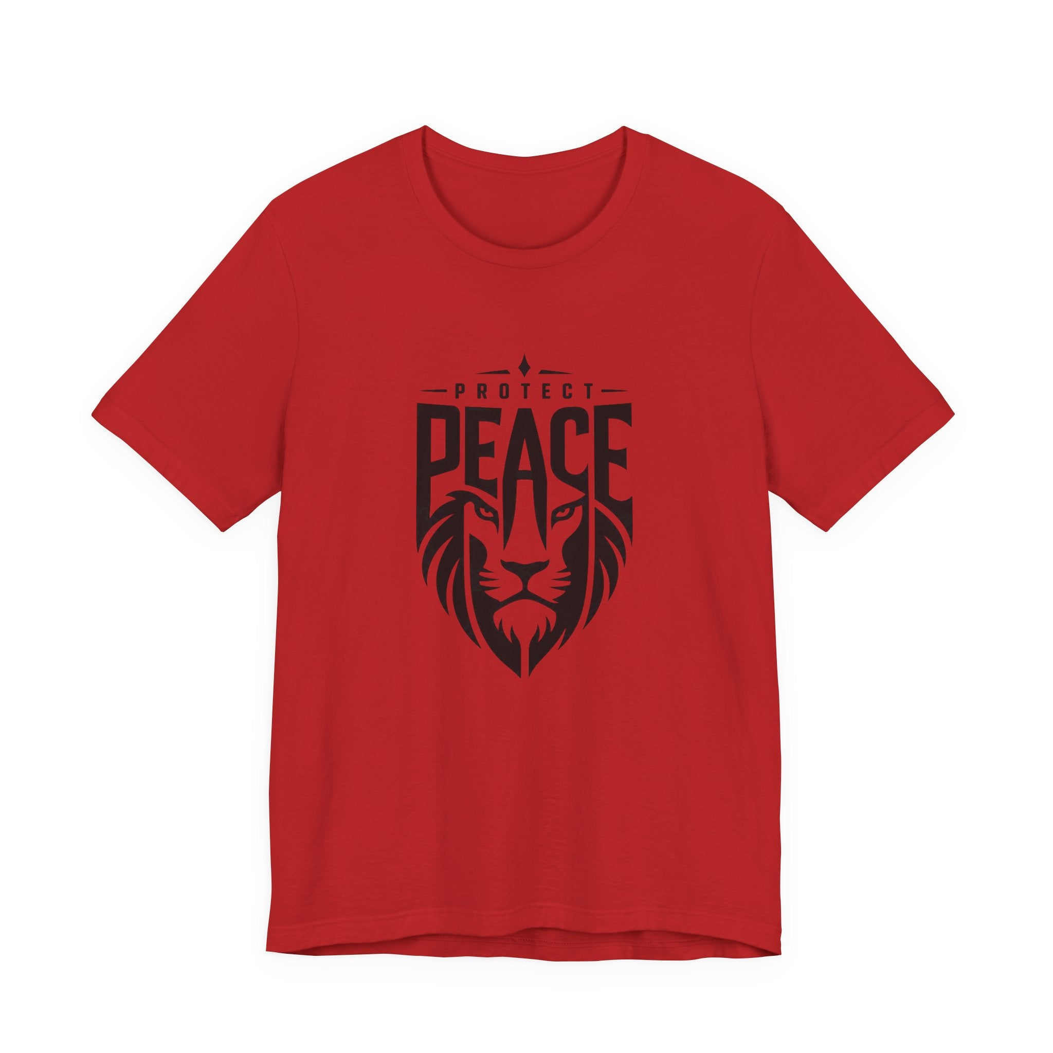 Protect Peace Lion T-Shirt — Graphic Tee with Lion Shield Design