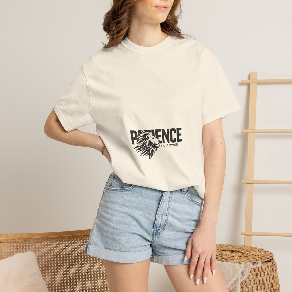 Patience Is Power T‑Shirt — Lion Graphic Inspirational Tee