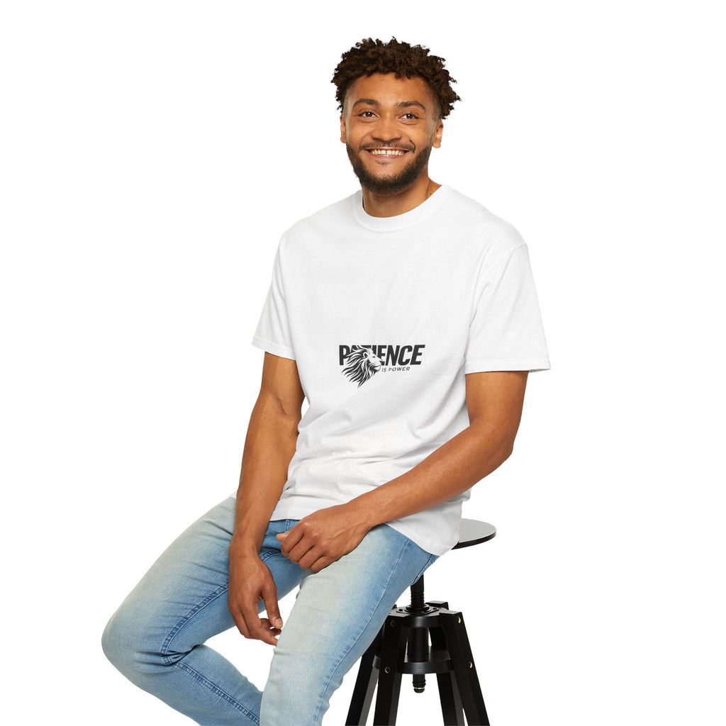 Patience Is Power T‑Shirt — Lion Graphic Inspirational Tee