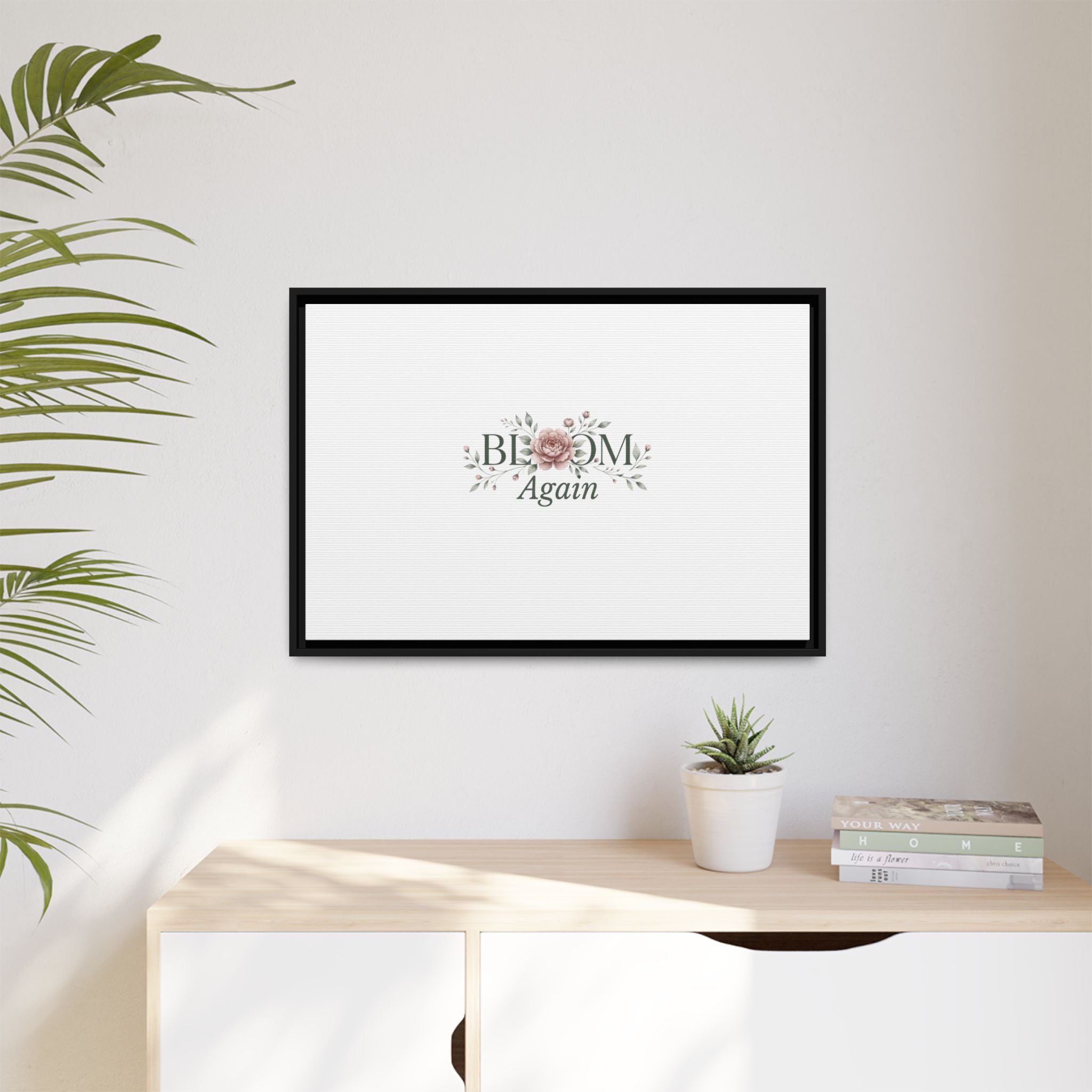Bless Me Again Floral Matte Canvas Print, Framed Wall Art