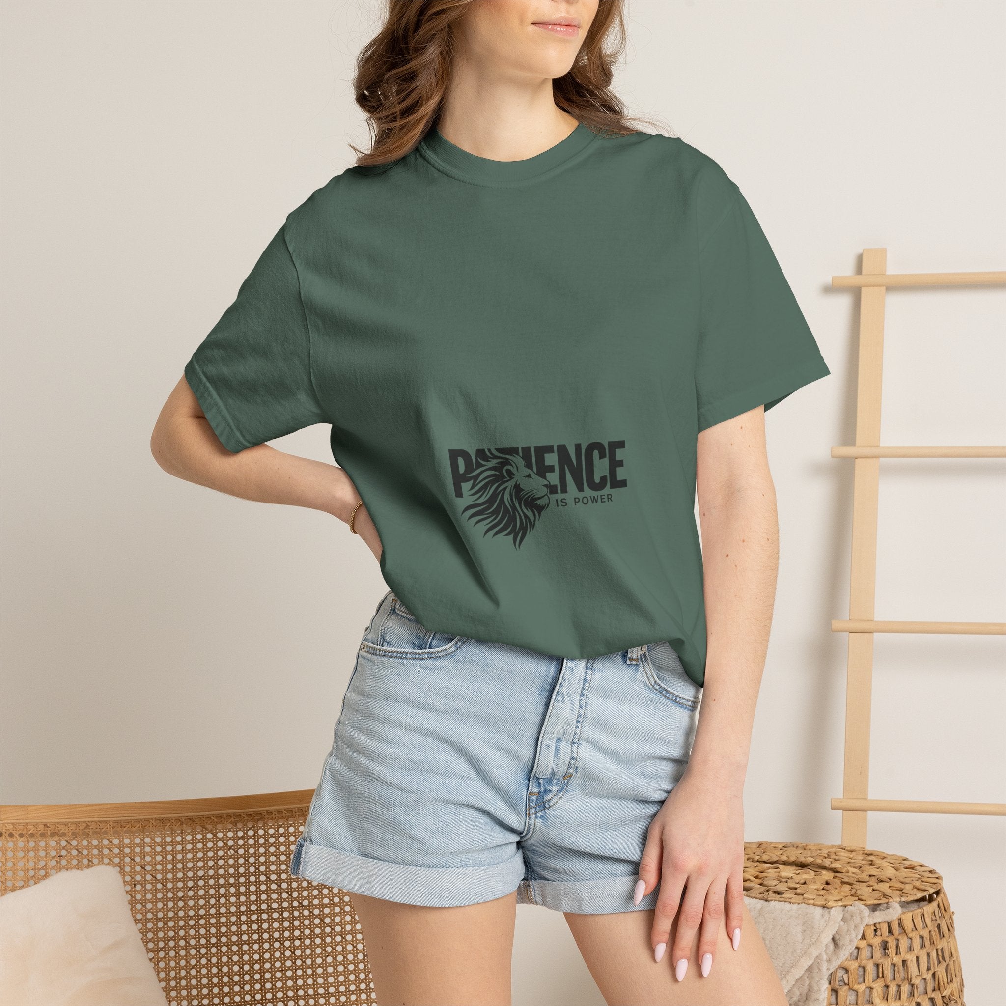 Patience Is Power T‑Shirt — Lion Graphic Inspirational Tee