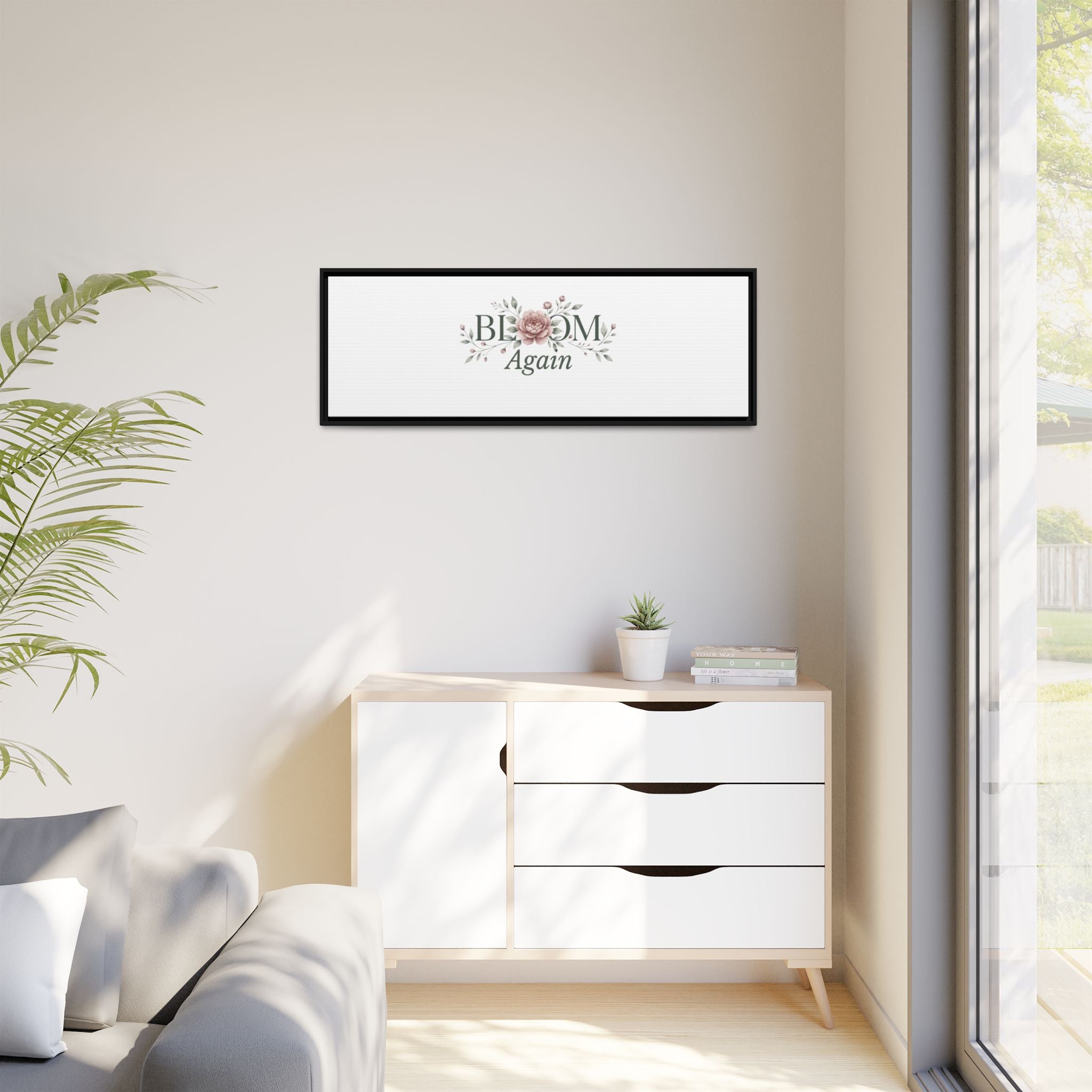 Bless Me Again Floral Matte Canvas Print, Framed Wall Art