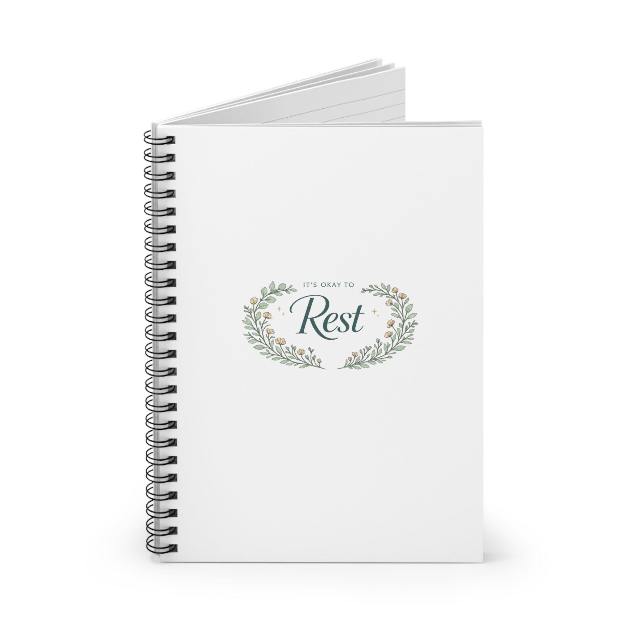 Rest Floral Spiral Notebook — "It's Okay to Rest" Ruled Journal for Self-Care & Gratitude