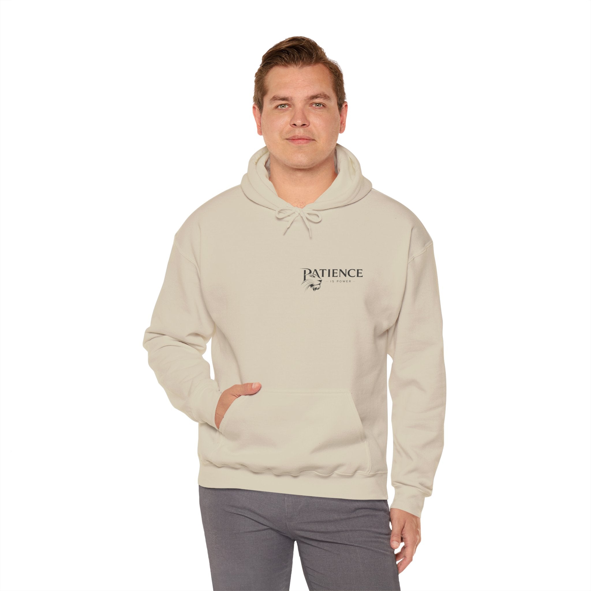 Patience Dove Hoodie — Minimal Inspirational Graphic Hooded Sweatshirt