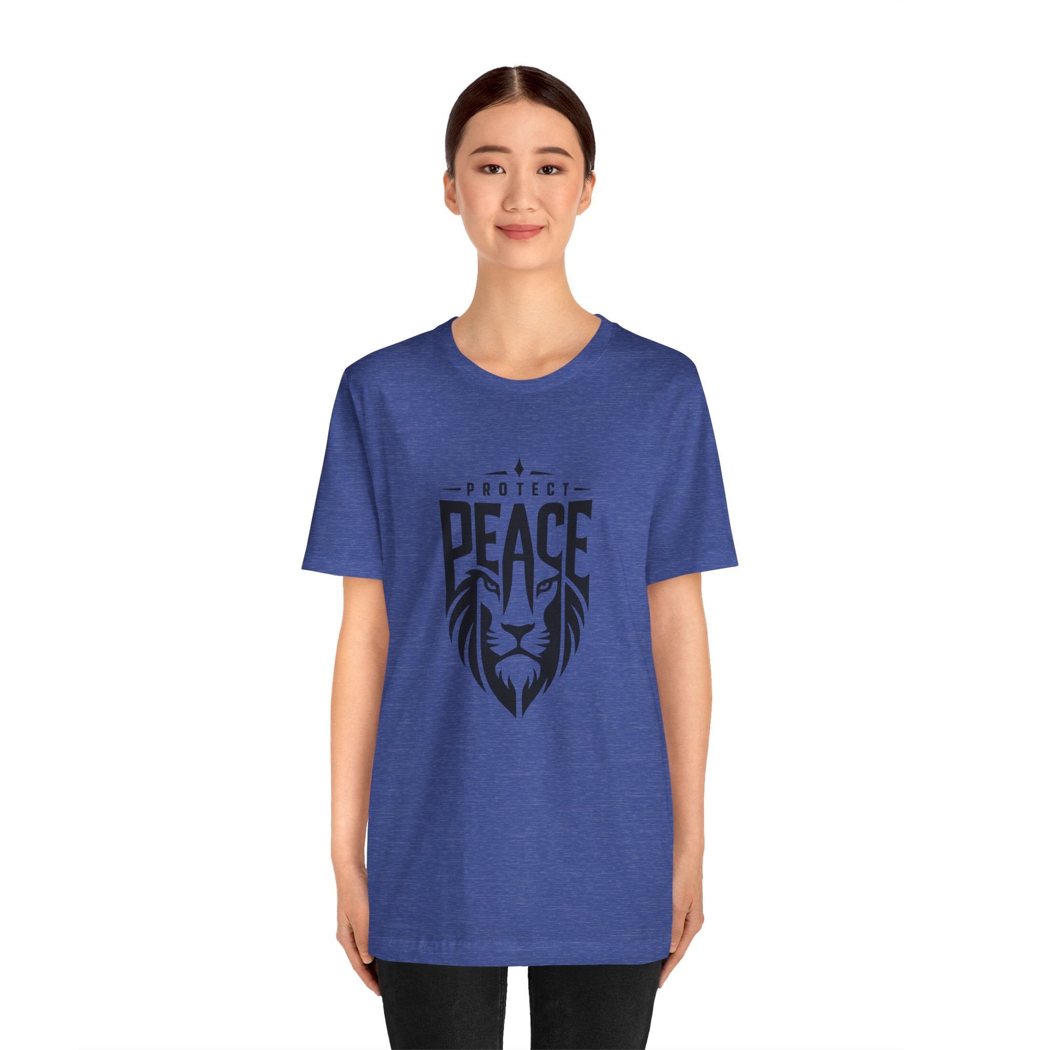 Protect Peace Lion T-Shirt — Graphic Tee with Lion Shield Design