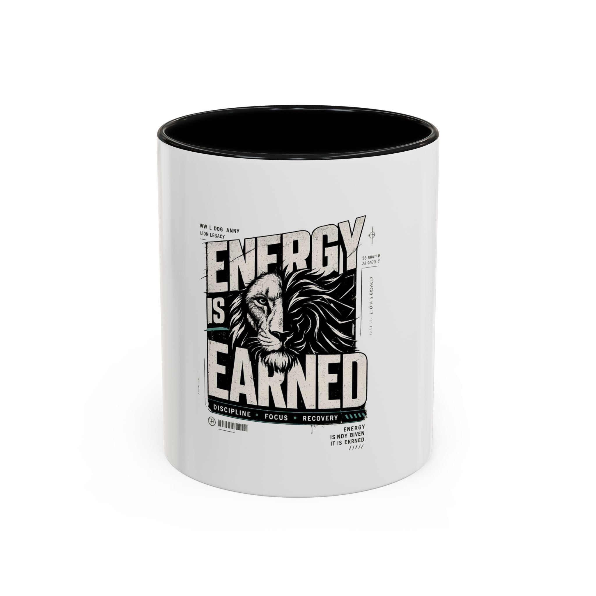 Energy Is Earned Lion Coffee Mug — Motivational Gym & Fitness Mug (11/15oz)