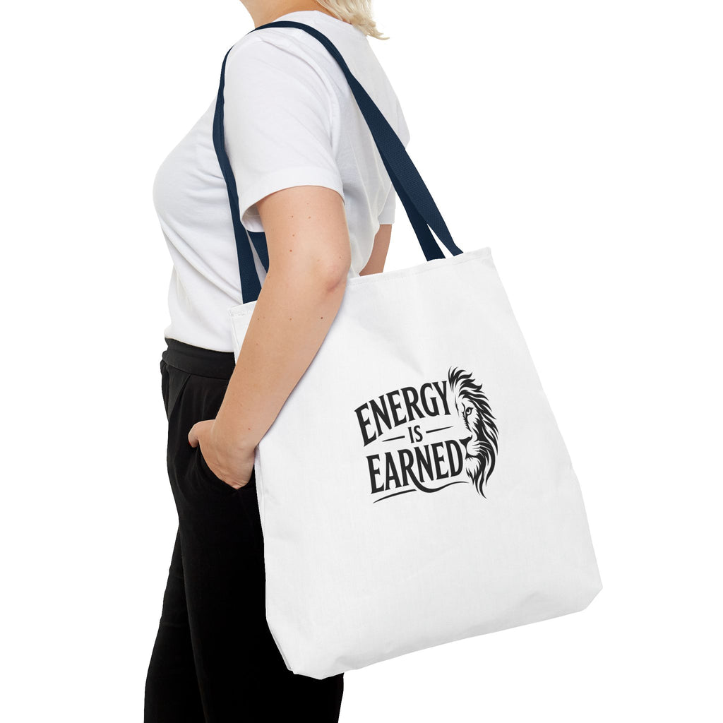 Energy Is Earned Tote Bag - Motivational Gym & Fitness Canvas Tote