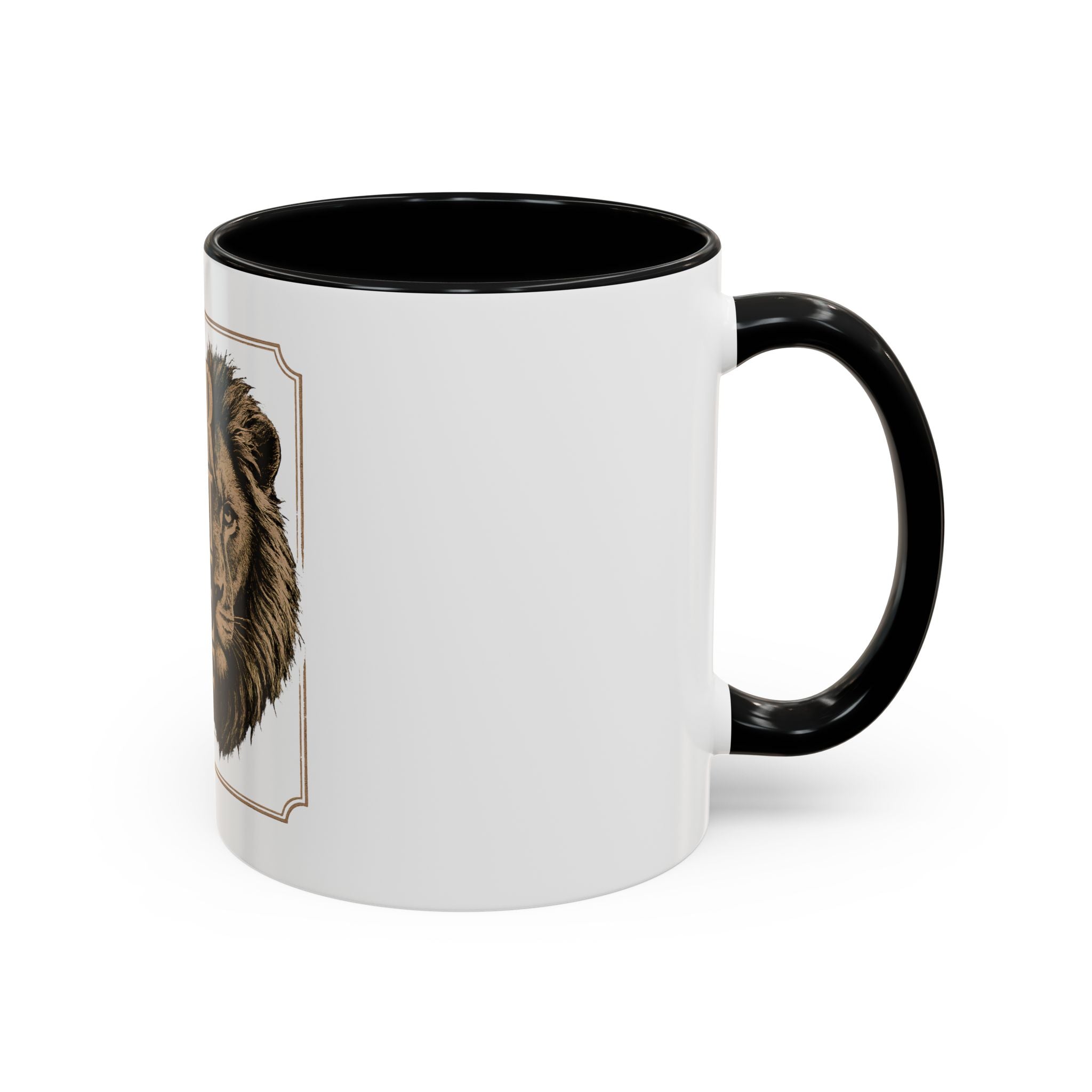 Lion 'Power Doesn't Prove Itself' Accent Coffee Mug — Motivational Animal Quote