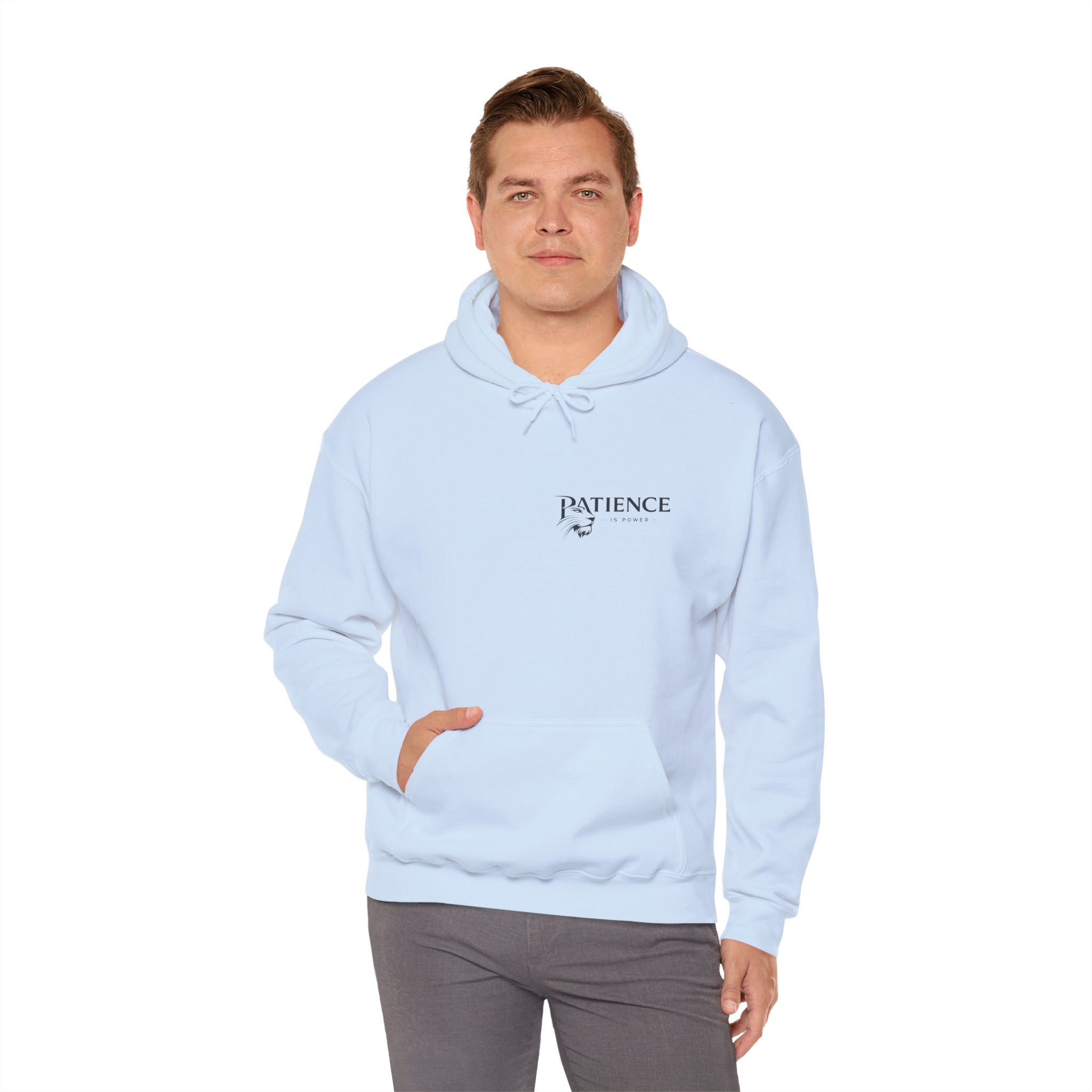 Patience Dove Hoodie — Minimal Inspirational Graphic Hooded Sweatshirt