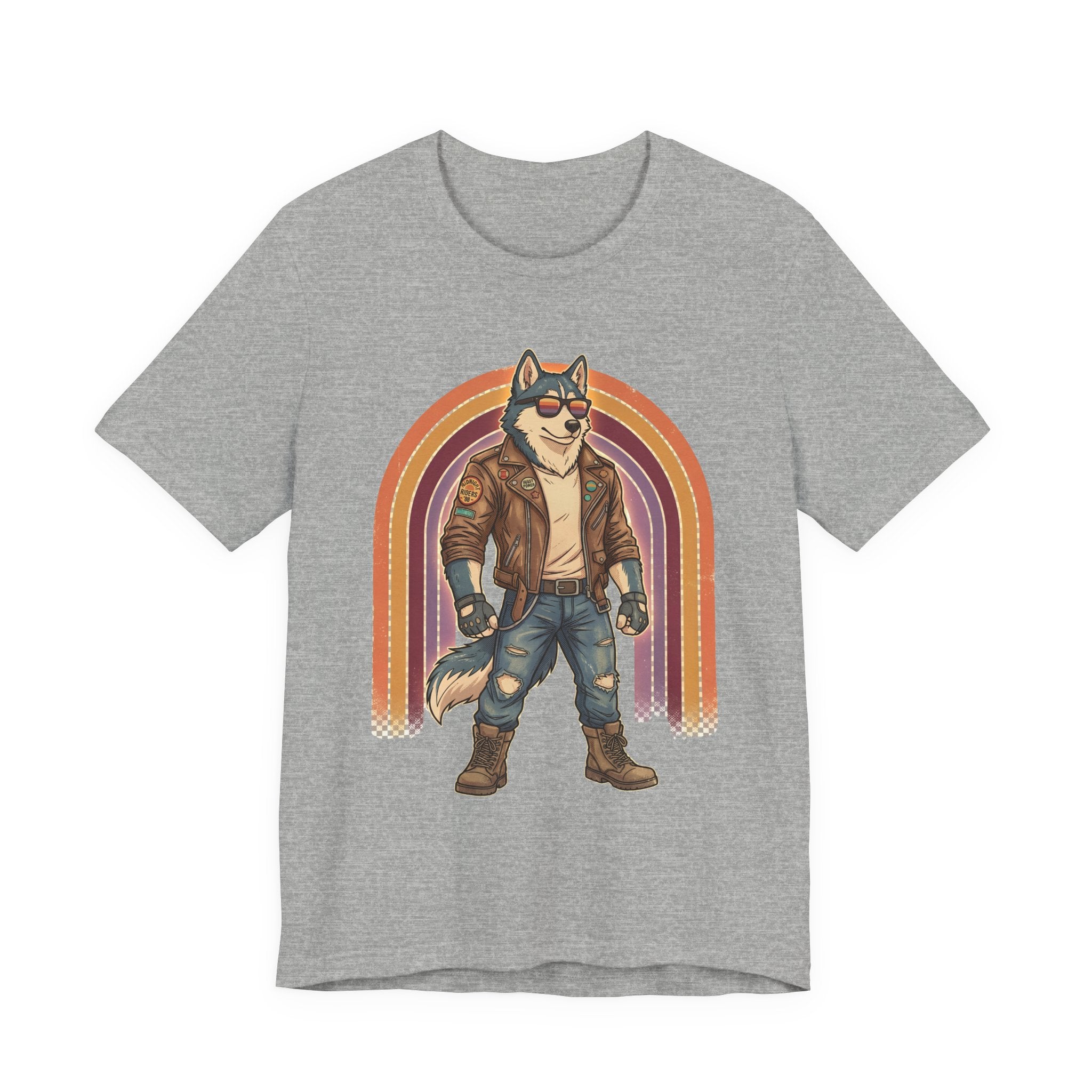 Retro Biker Husky T-Shirt — Cool Dog in Leather Jacket Graphic Tee