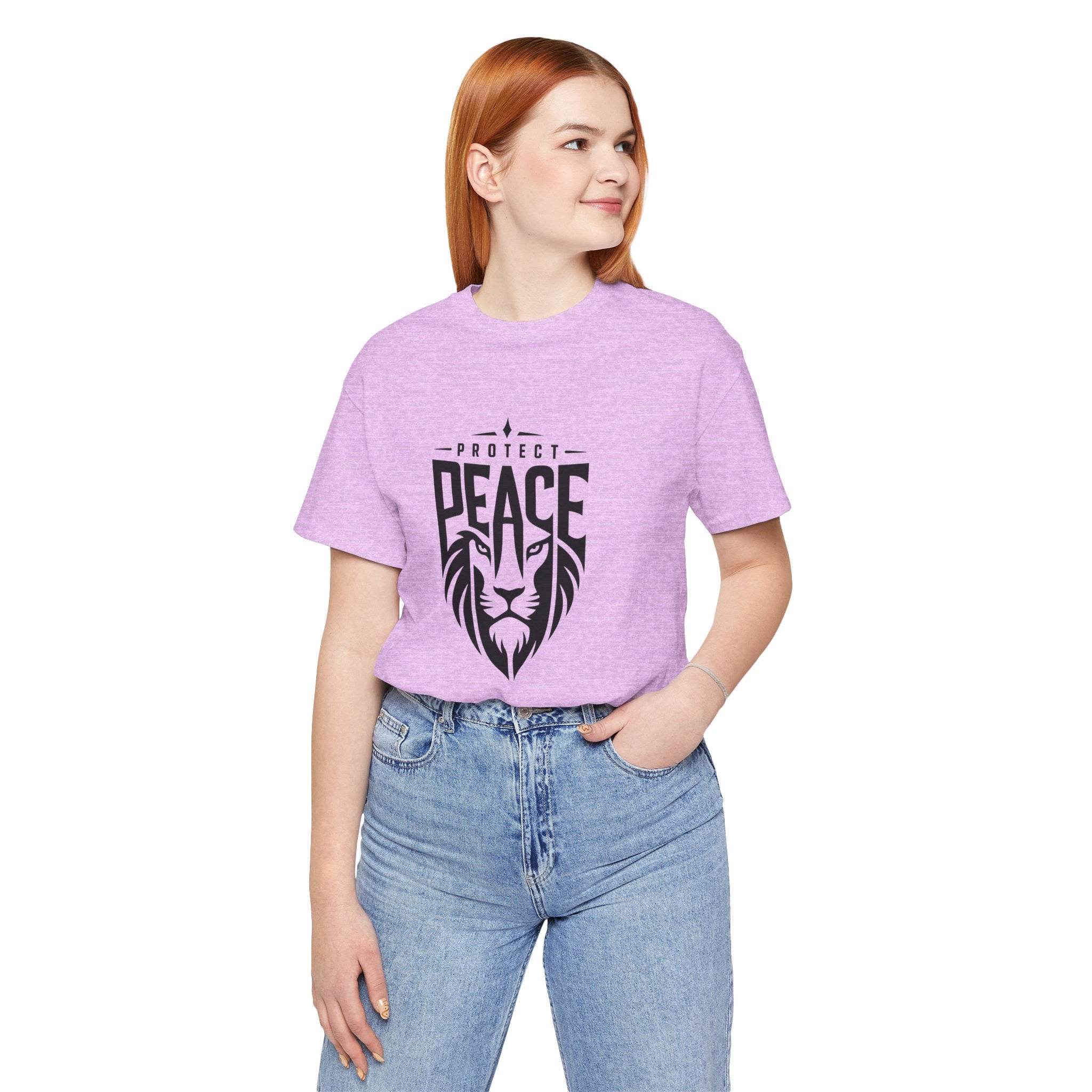 Protect Peace Lion T-Shirt — Graphic Tee with Lion Shield Design