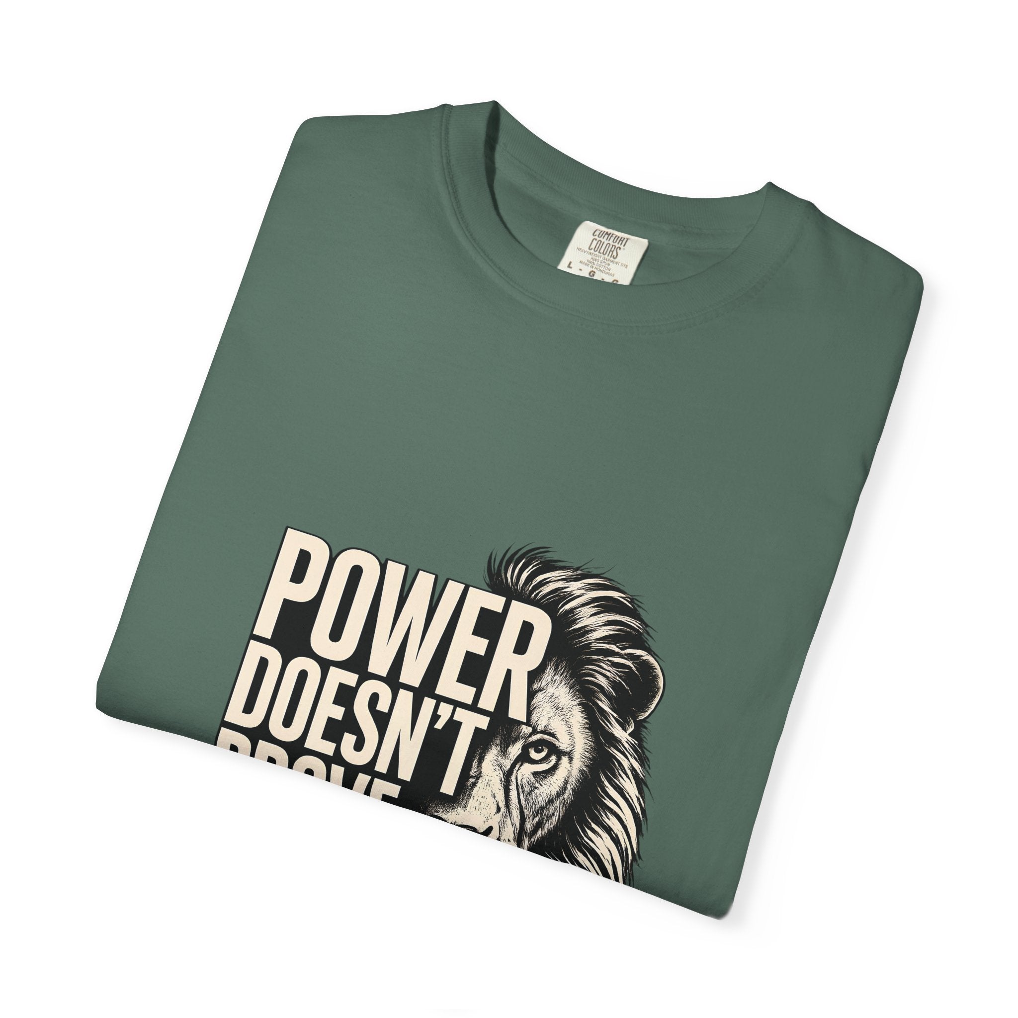 Lion 'Power Doesn't Prove Itself' Graphic T-Shirt