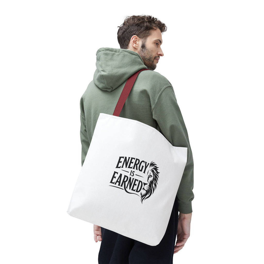Energy Is Earned Tote Bag - Motivational Gym & Fitness Canvas Tote